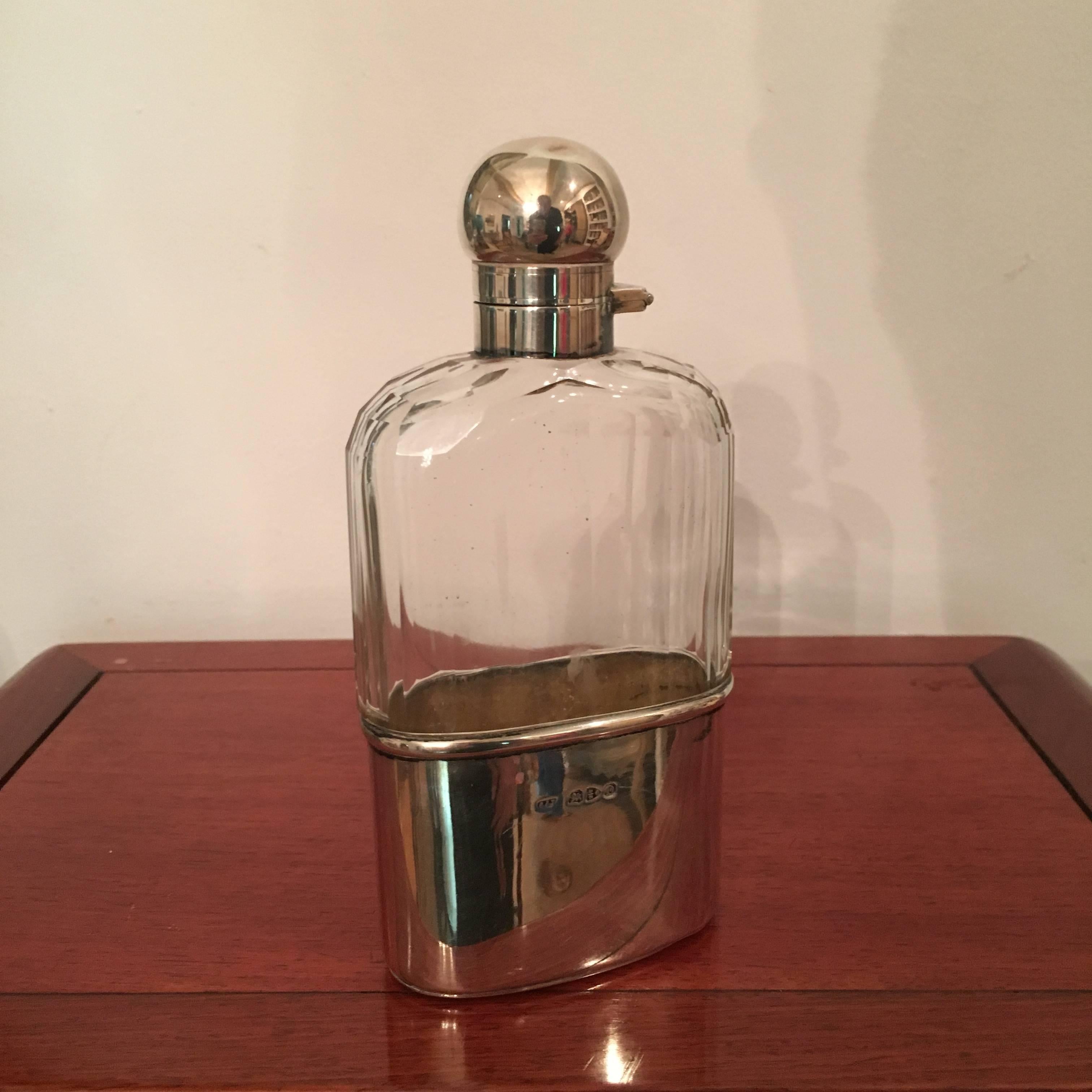 20th Century Rowlands & Frazer Sterling and Cut Crystal Flasks