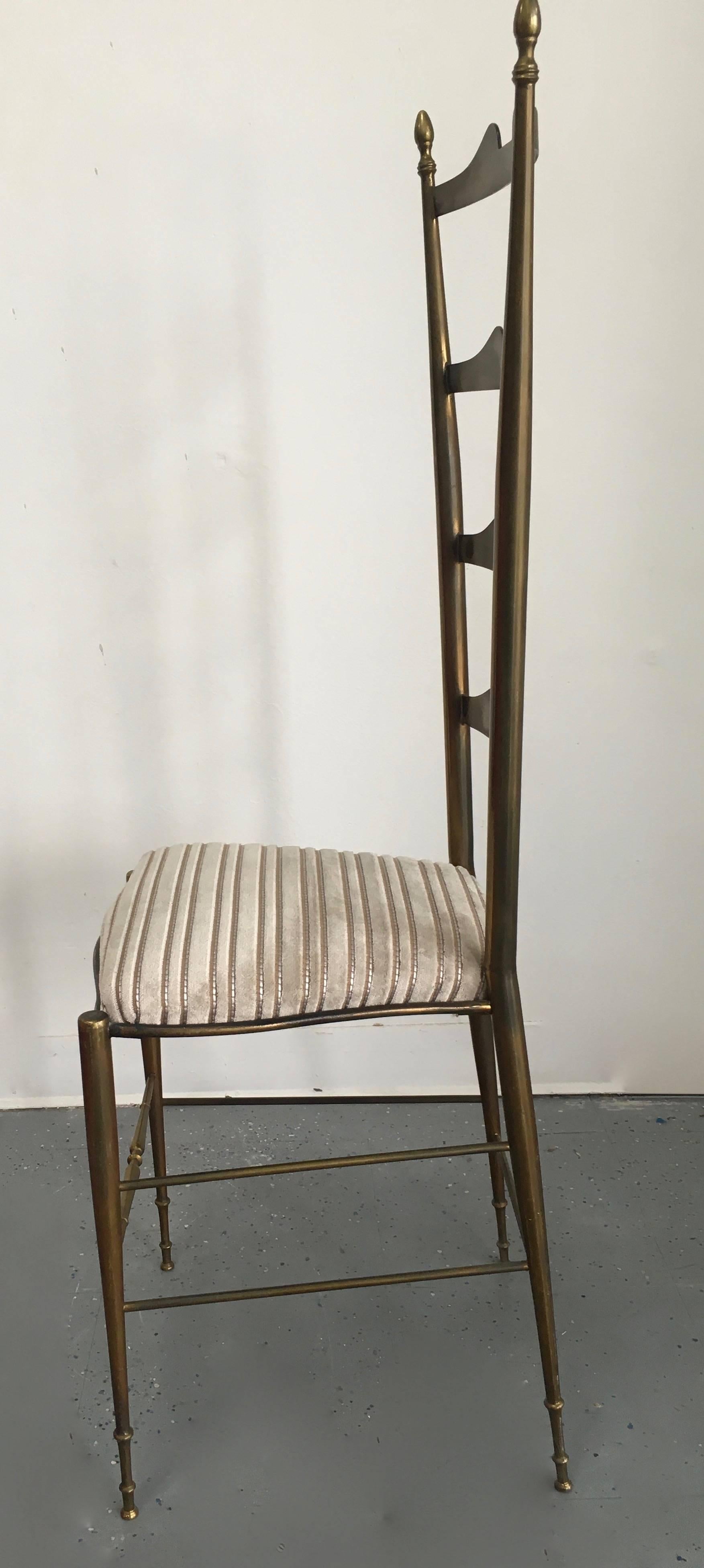 Mid-Century Modern Gio Ponti Italian Brass Ladder Back Chiavari Chair For Sale