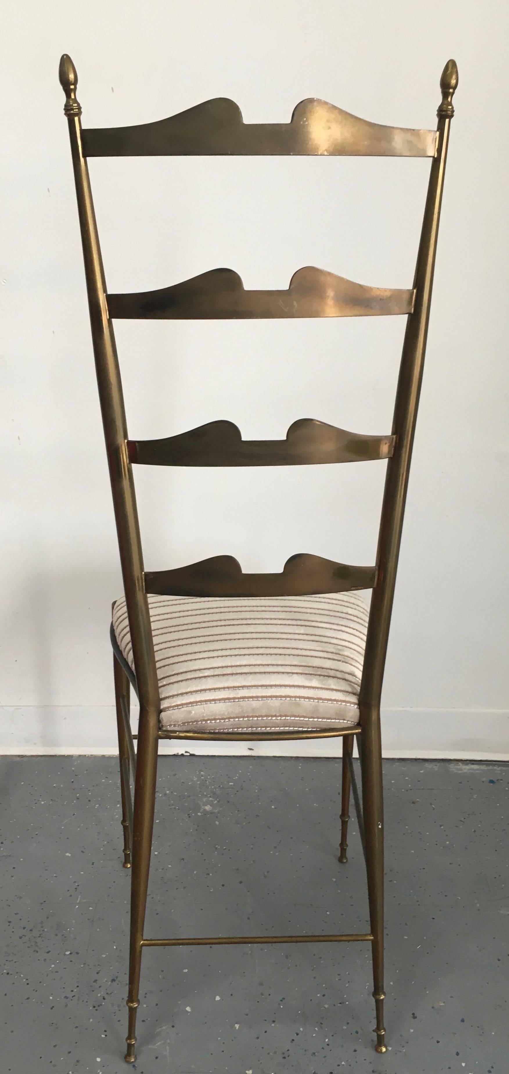 Patinated Gio Ponti Italian Brass Ladder Back Chiavari Chair For Sale