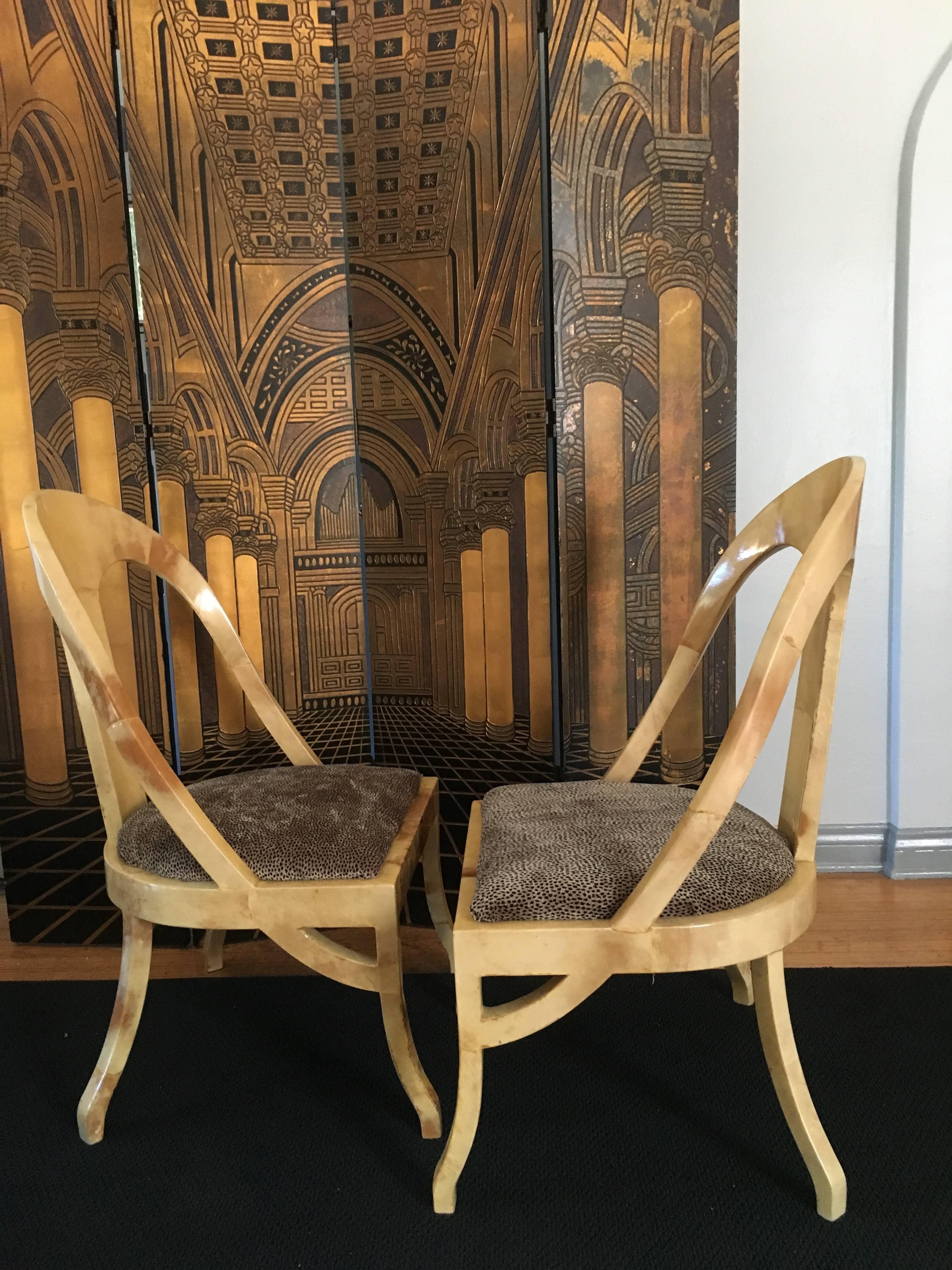 20th Century Pair of Exceptional Enrique Garcel Goatskin Spoon Back Chairs