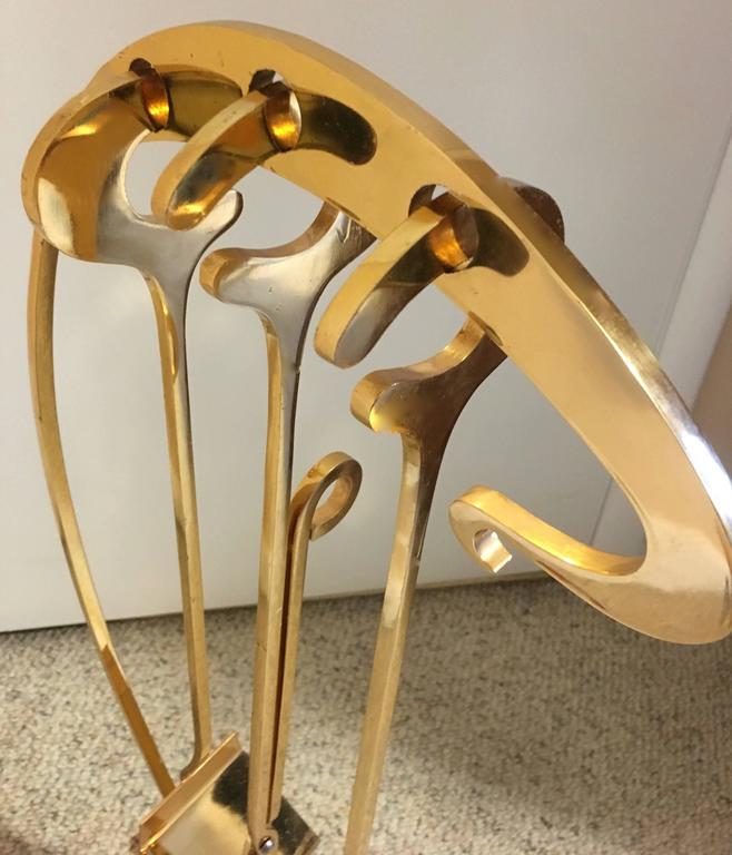 Exquisite Set of Contemporary Art Nouveau Fireplace Tools For Sale at