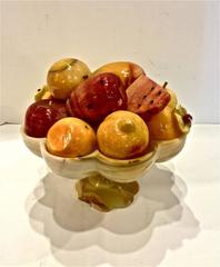 Exceptional Mexican Carved Onyx Fruits in Onyx Bowl