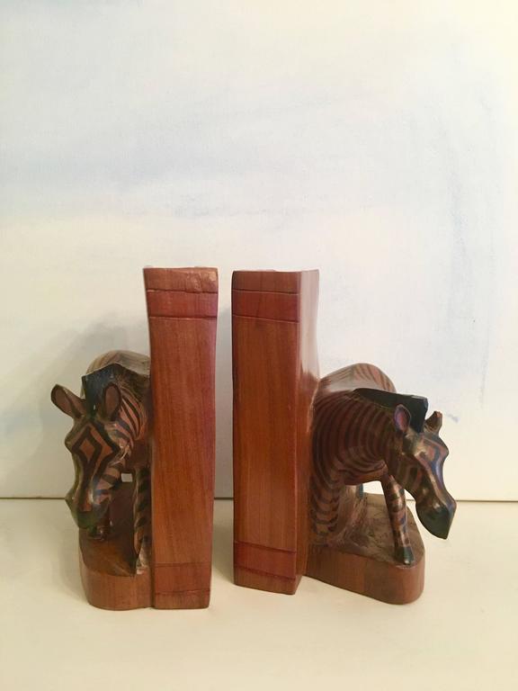 Pair of HandCarved Zebra Bookends from Kenya at 1stDibs