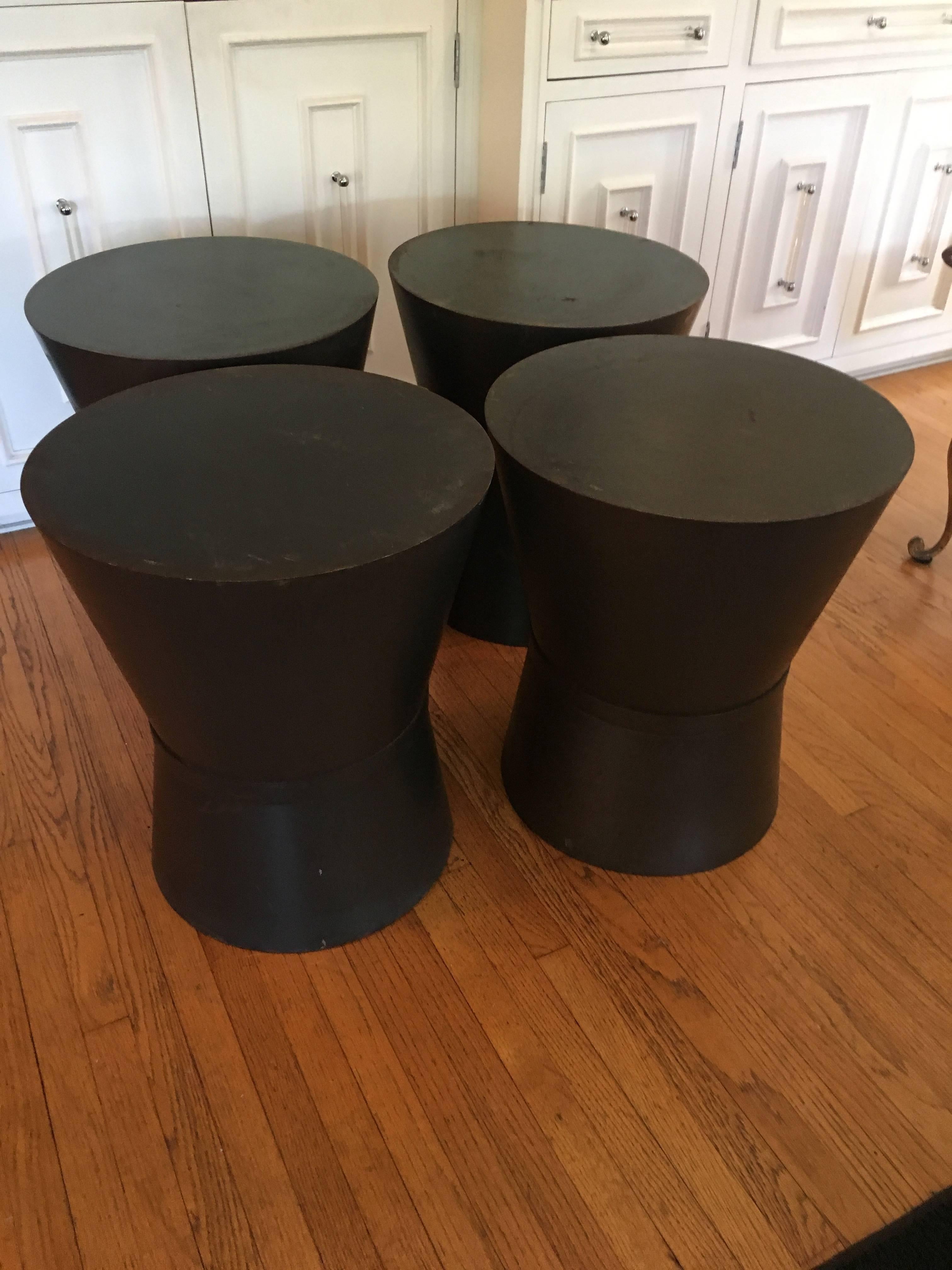 Modern Four Metal Drum Style Tables Stool Benches