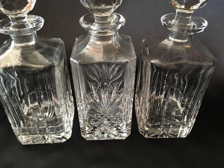 Six Very Desirable English Liquor Decanters with Silver Plate Labels at