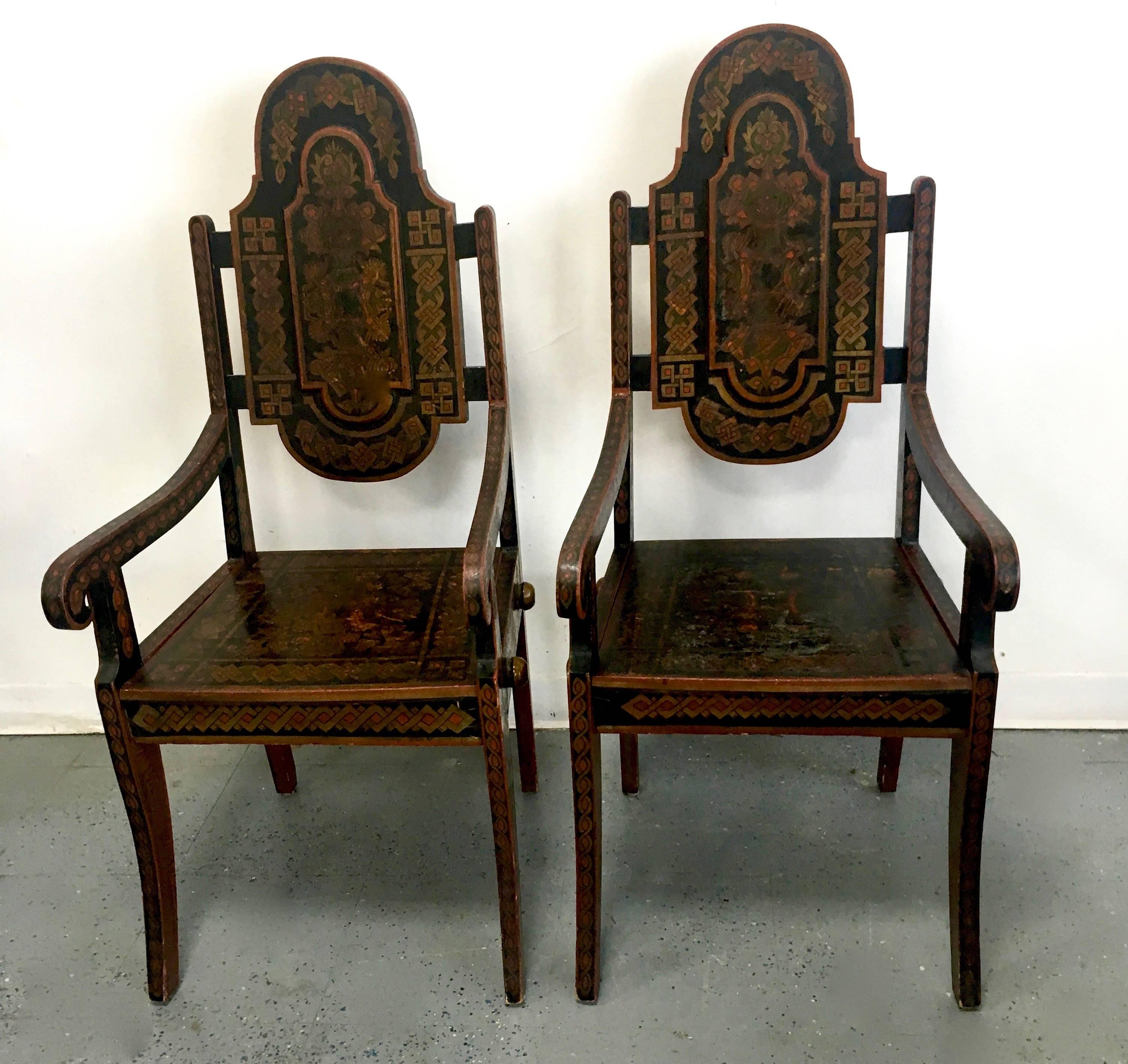Brass  19th Century Hand-Crafted Moroccan chairs For Sale