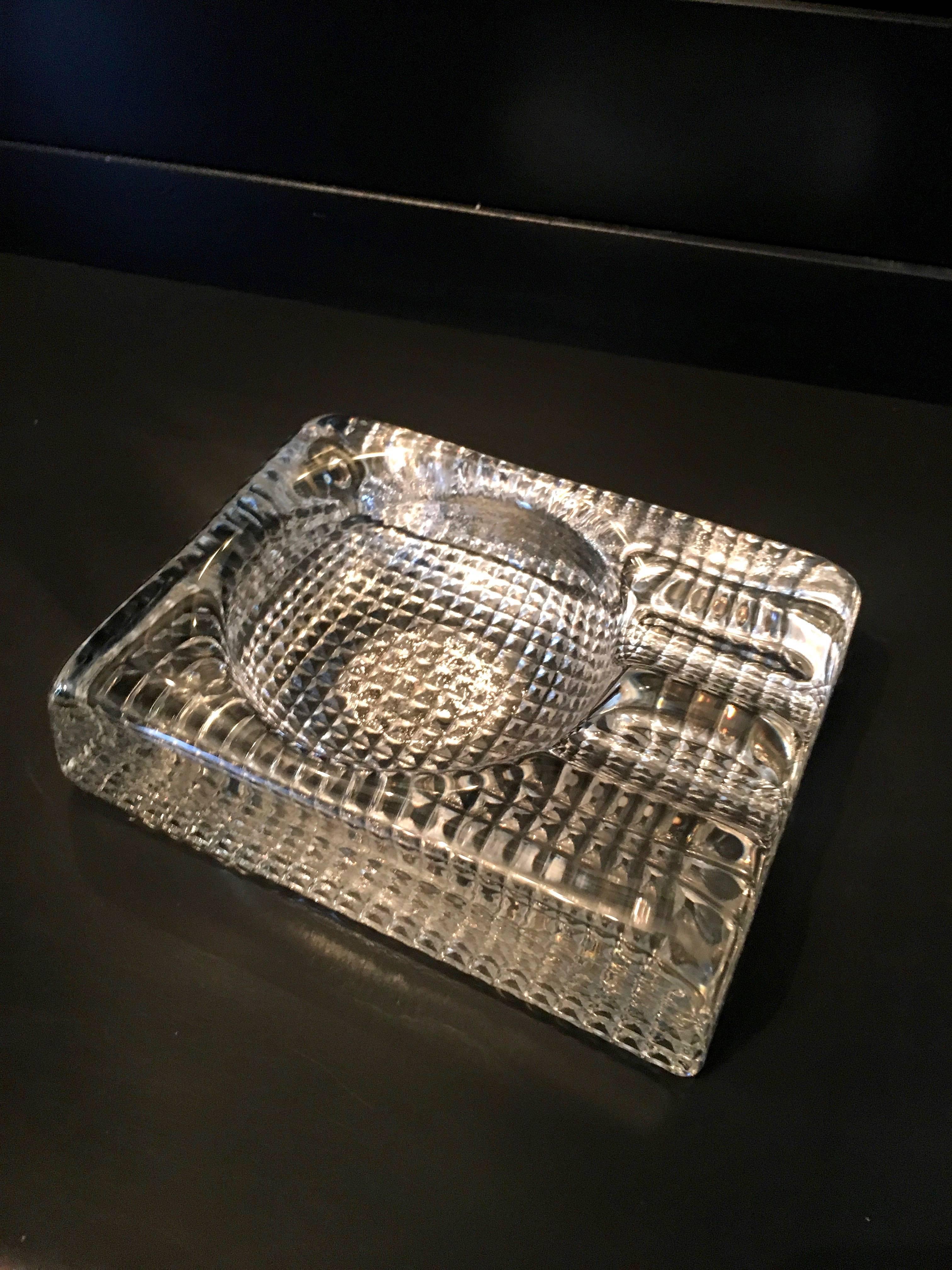 Rectangular cigar, cigarette or marijuana Murano glass ashtray.