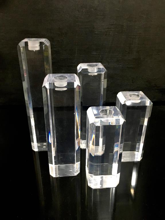 Set of Five Acrylic Lucite Candlesticks at 1stDibs acrylic