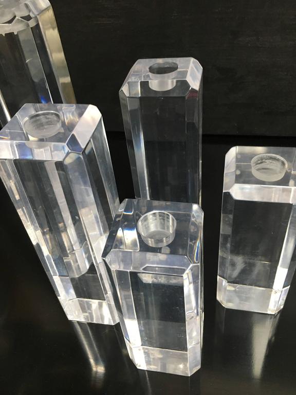 Set of Five Acrylic Lucite Candlesticks at 1stDibs acrylic