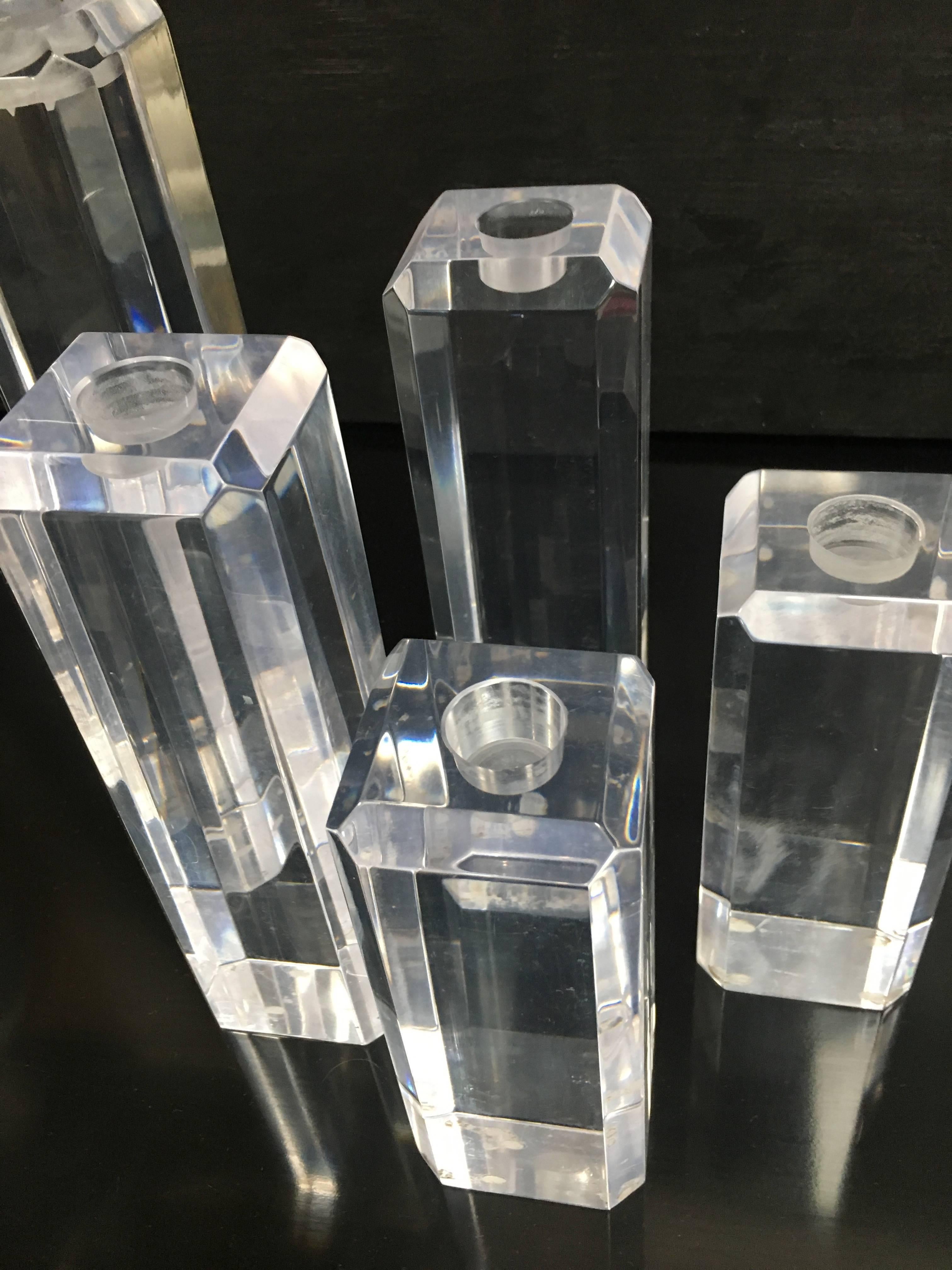 lucite candle sticks