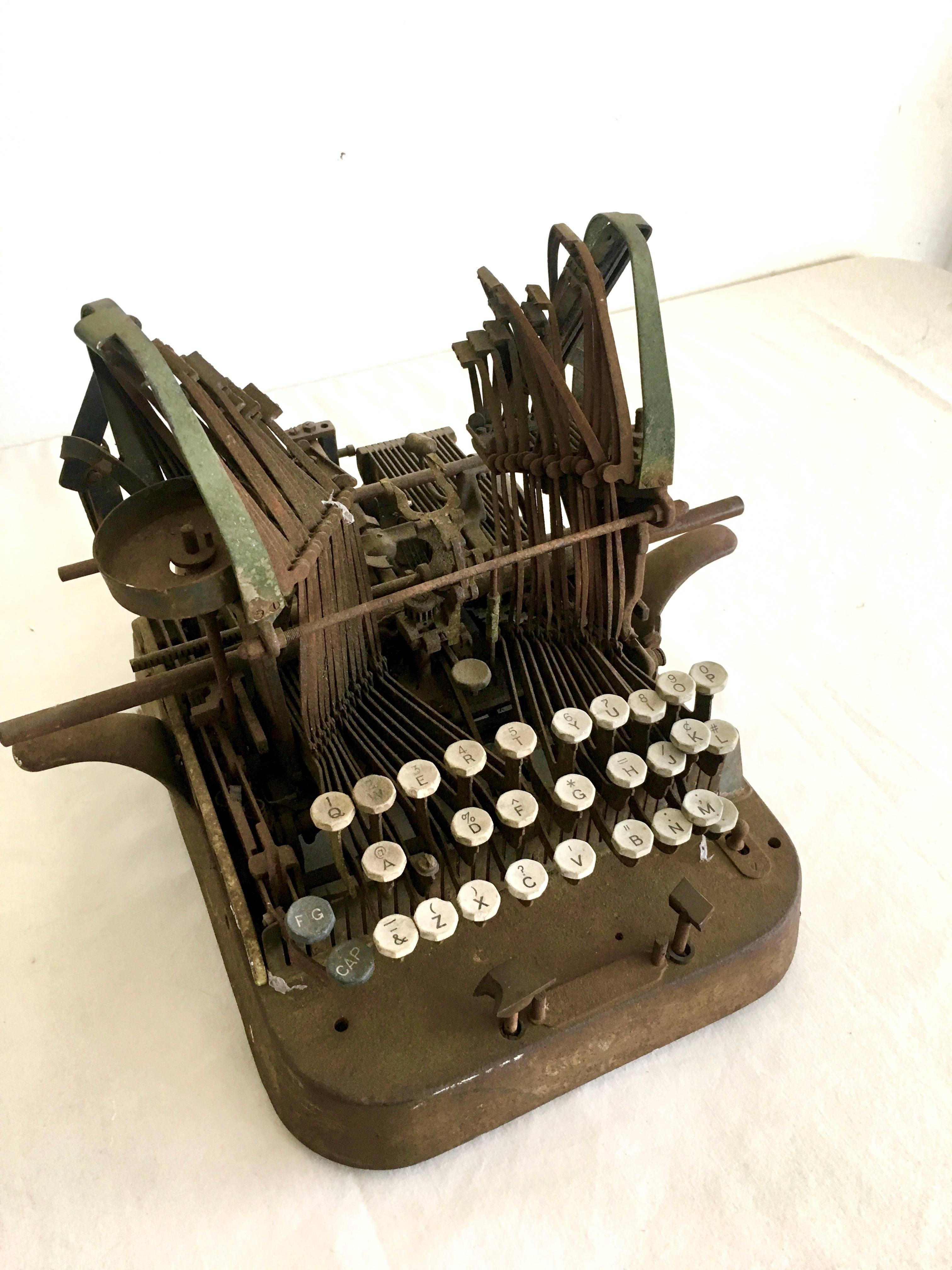 Mid-Century Modern Found Art Scuplture Perfectly Patinated Type Writer For Sale