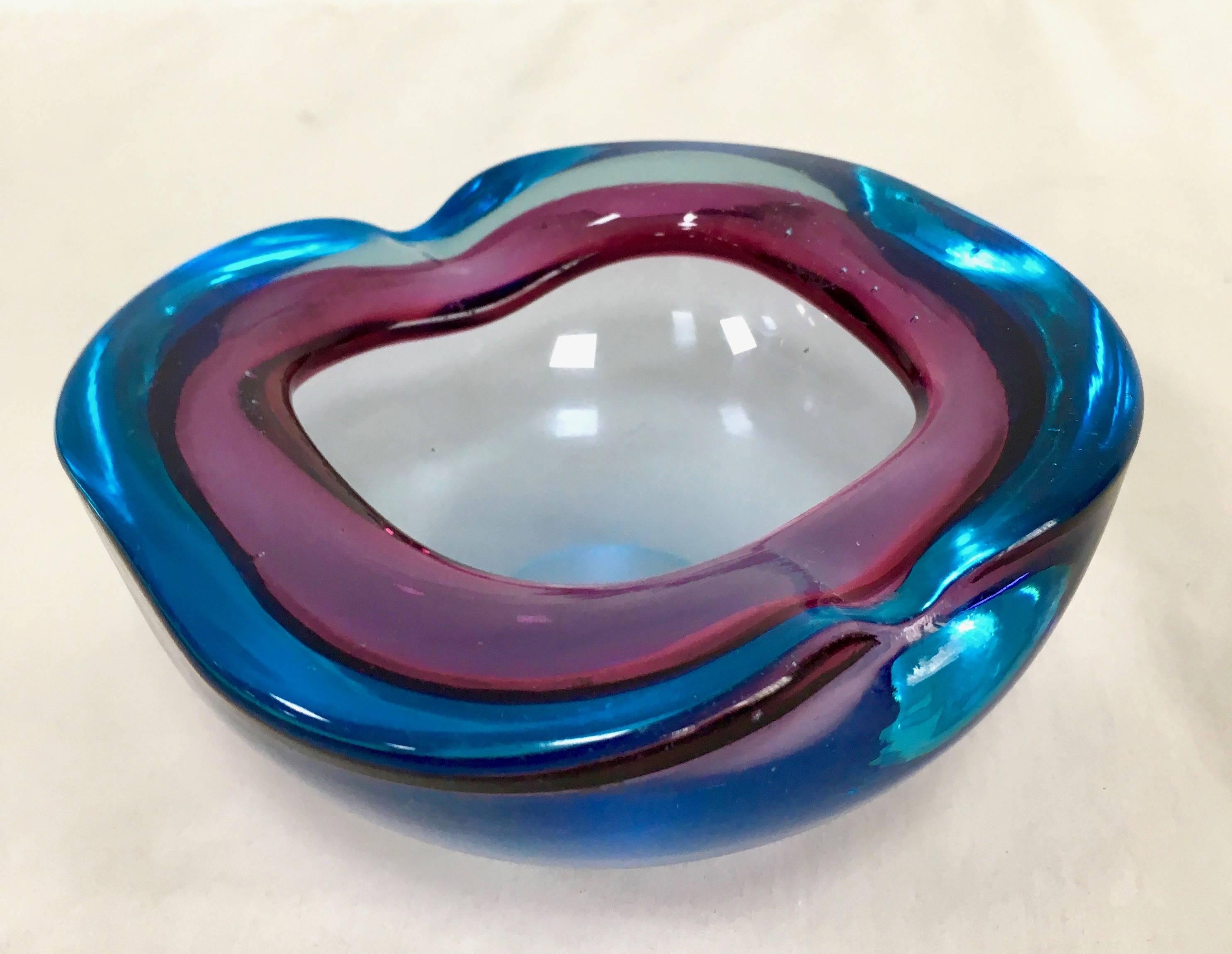 Stunning Murano Italy blue lavender nut bowl ashtray, great for any cocktail table or for holding special things from joints to jewels.