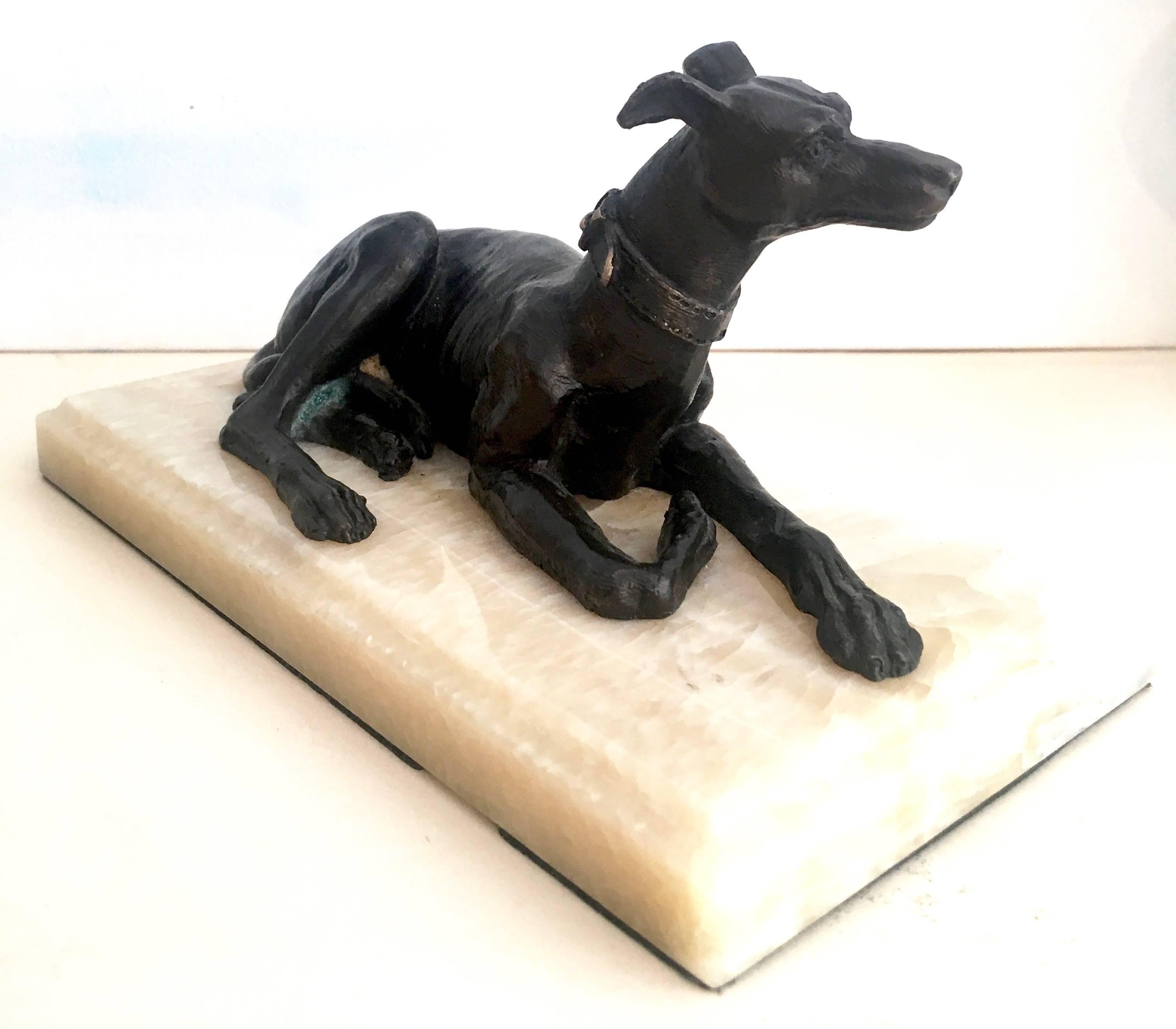Bronze Sculpture of a Lounging Doberman In Excellent Condition In Los Angeles, CA