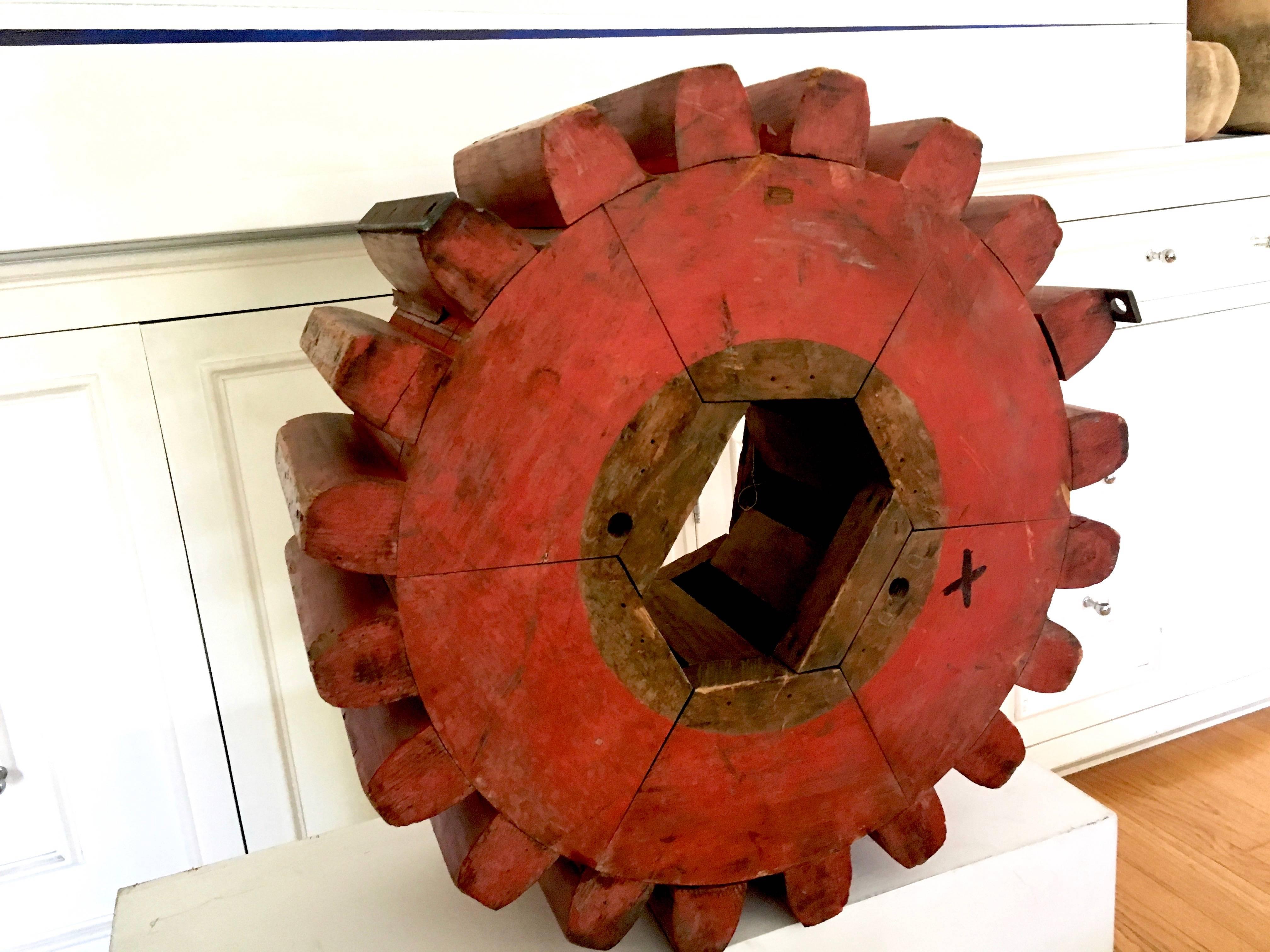 Monumental Architectural Industrial Wooden Gear Cog 1