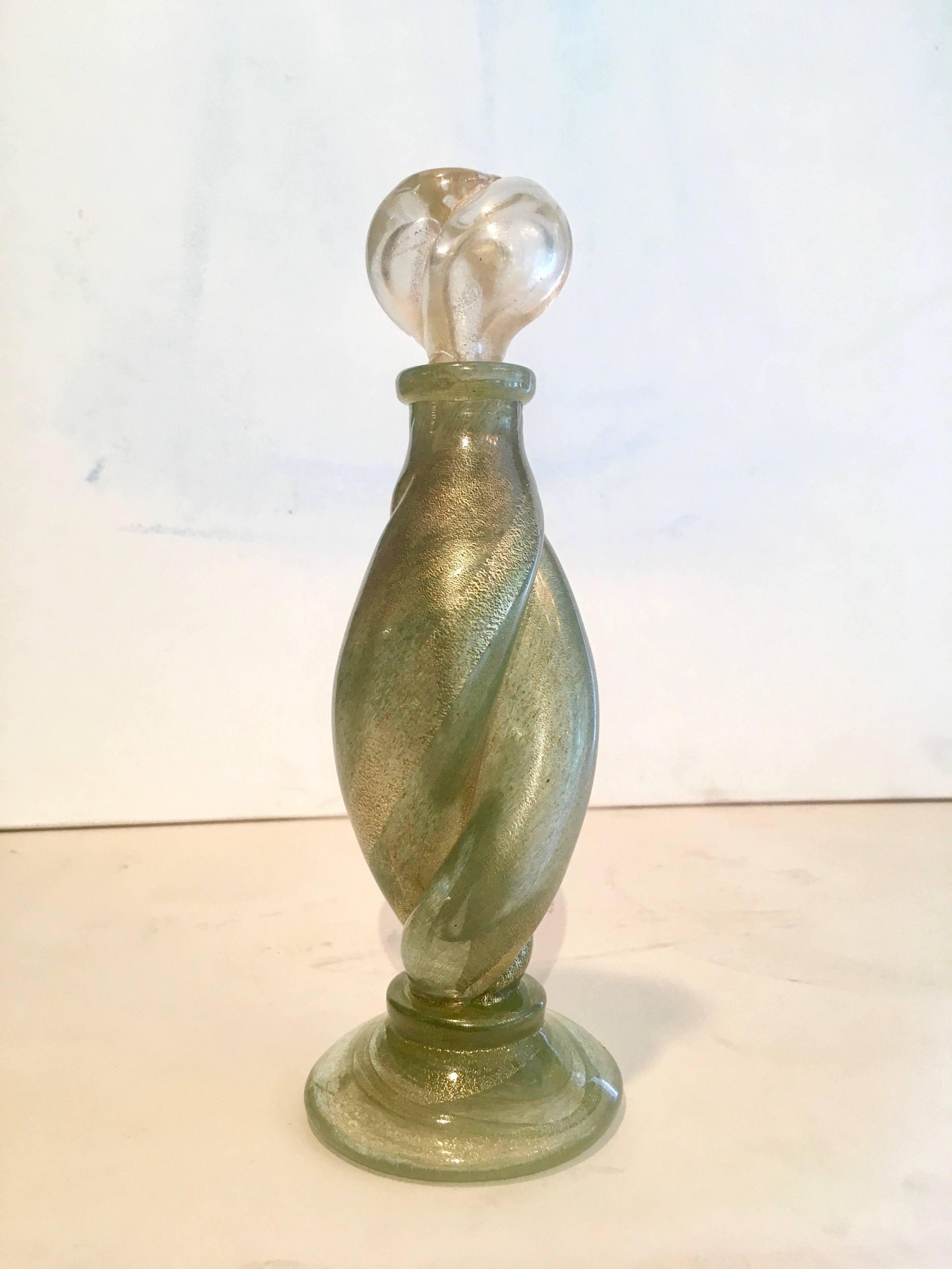 Mid-Century Modern Stunning Italian Murano Gold and Glass Perfume Bottle