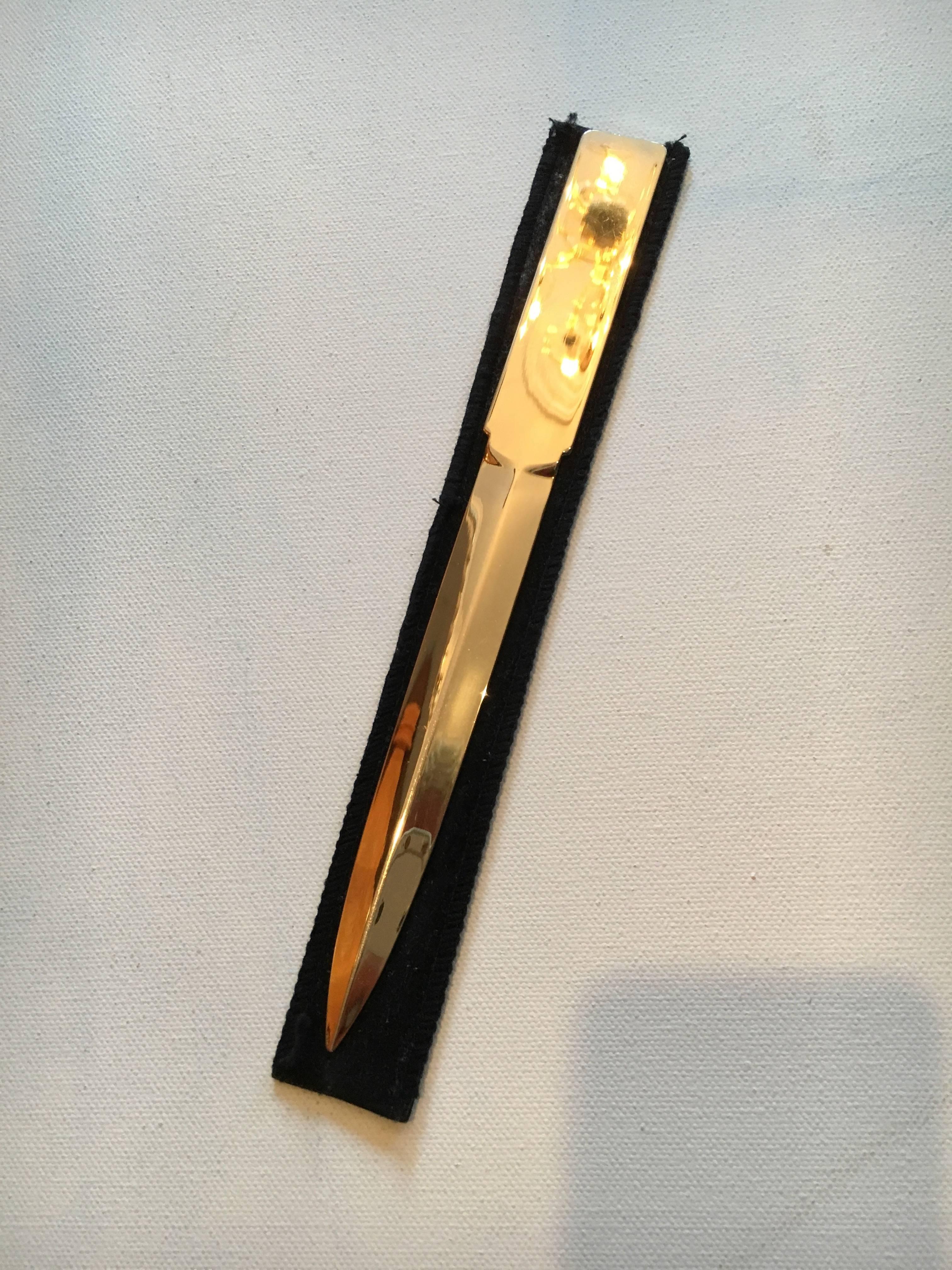 Gold plate letter opener with felt case. A beauty on any desk - a great gift for Father's Day.