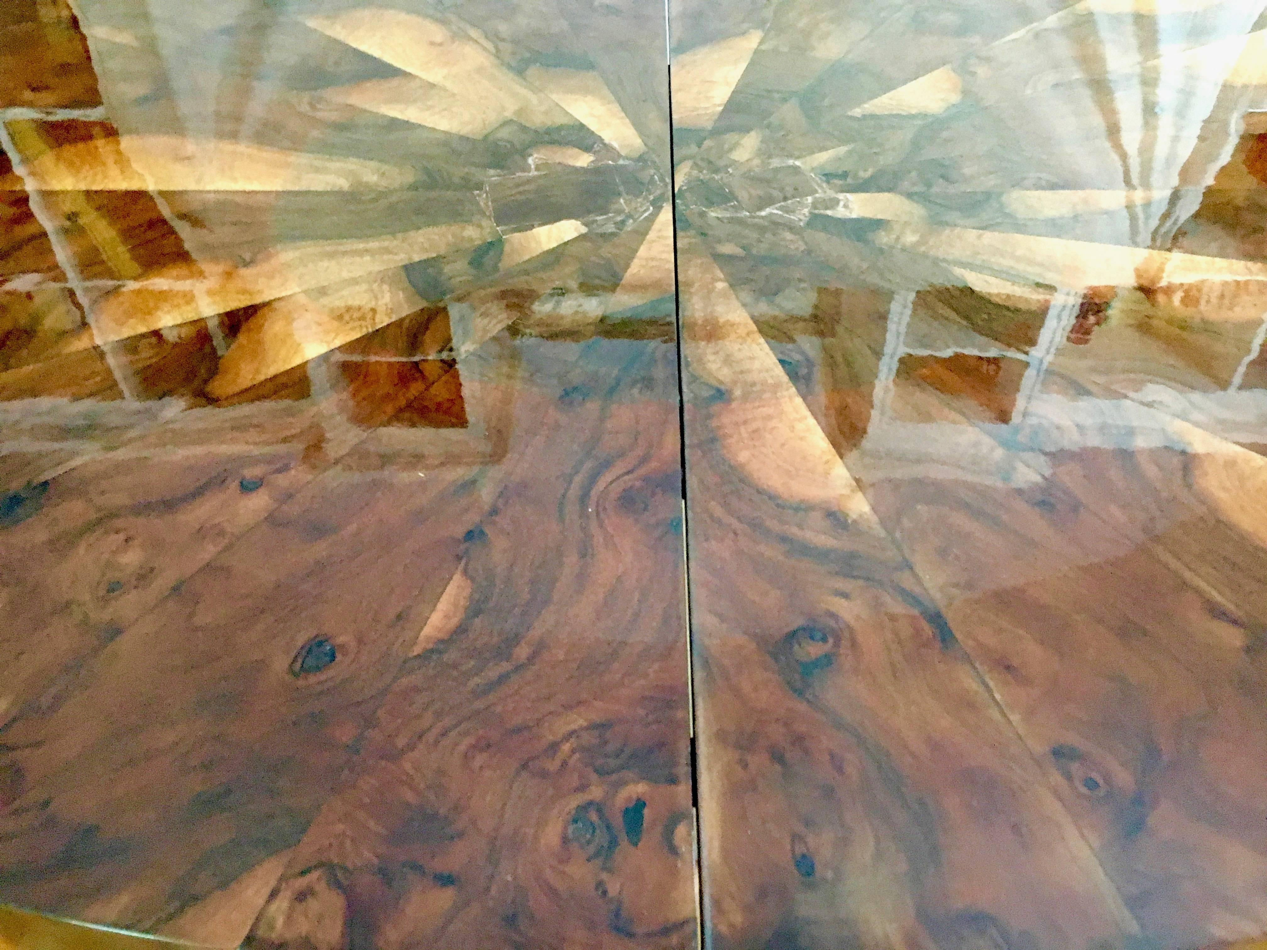 Paul Evans Burl Wood and Chrome Dining Table for Directional, circa 1970s In Good Condition In Los Angeles, CA