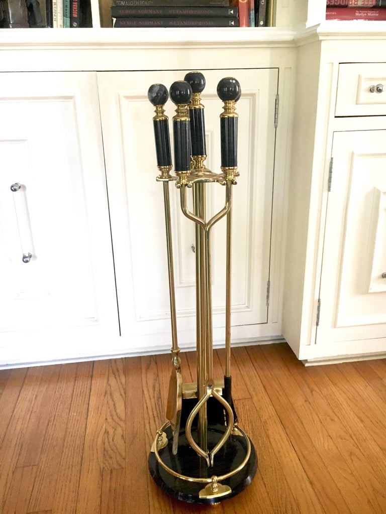 Marble and Brass Fireplace Tools at 1stDibs