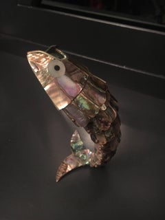Articulated Vintage Mexican Abalone Fish Bottle Bar Opener