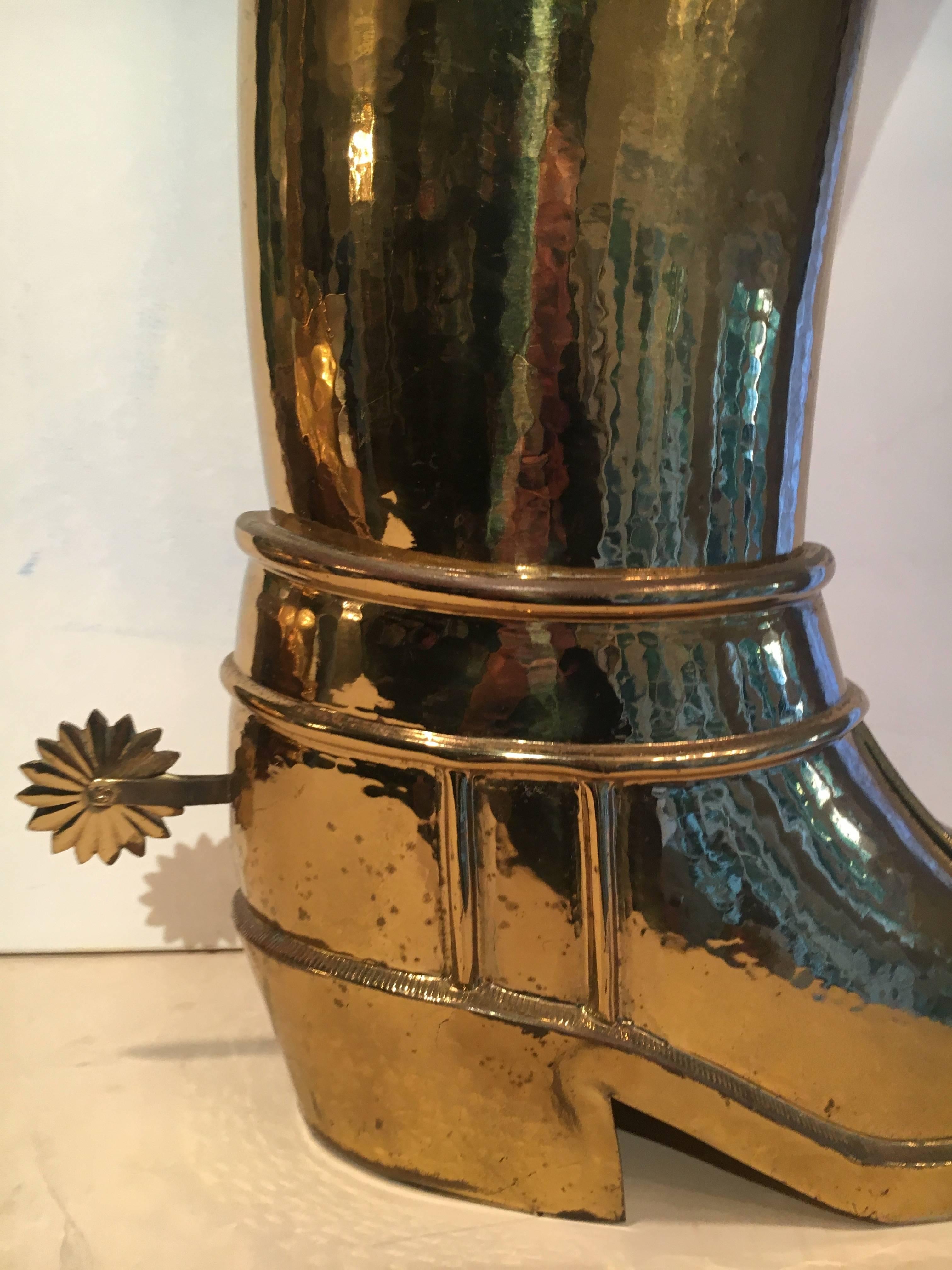 French Solid Brass Riding Boot Umbrella Stand In Good Condition In Los Angeles, CA