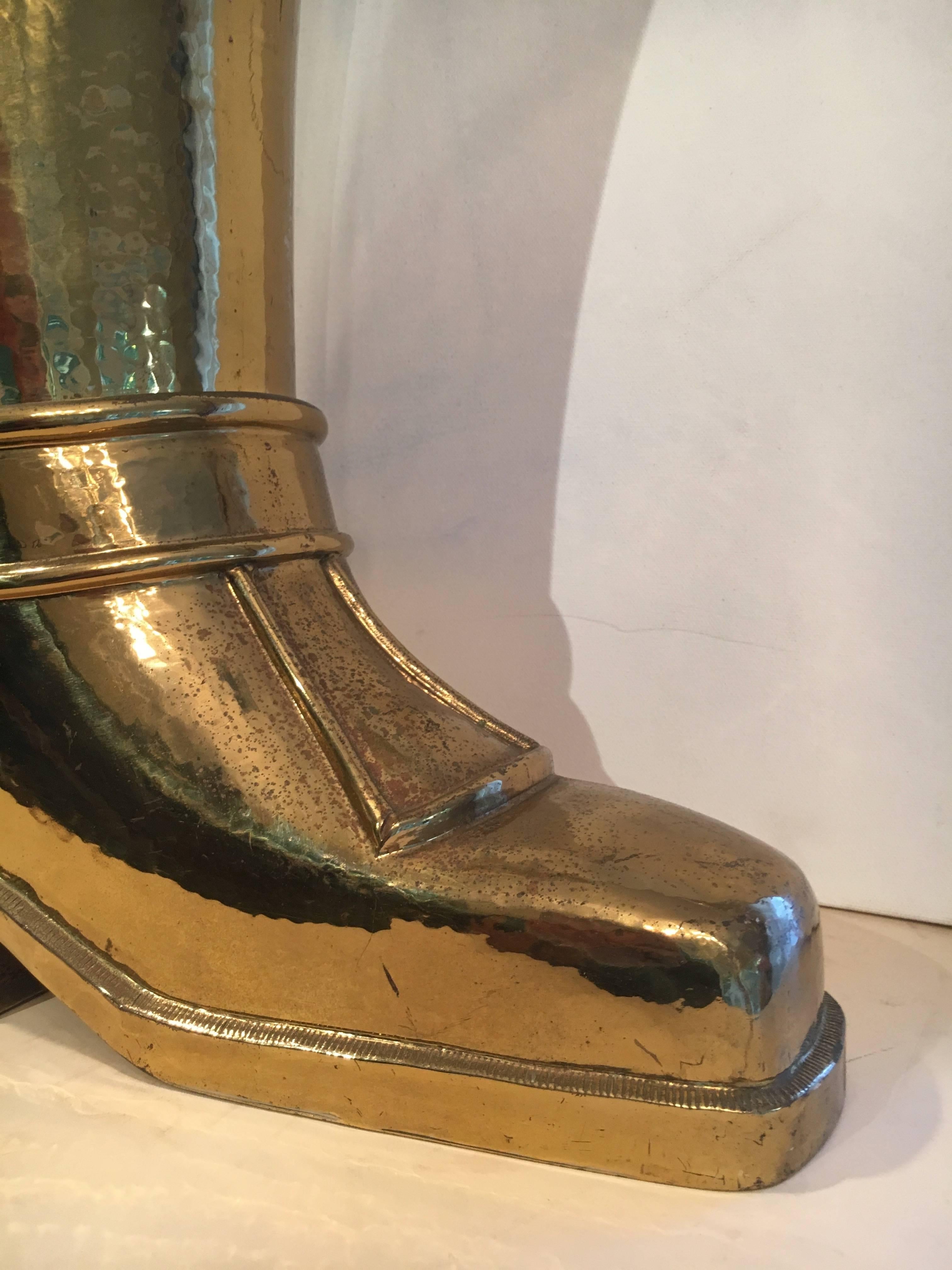 French Solid Brass Riding Boot Umbrella Stand 1