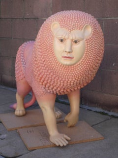 Signed Life-Sized Sergio Bustamante Ceramic Lion
