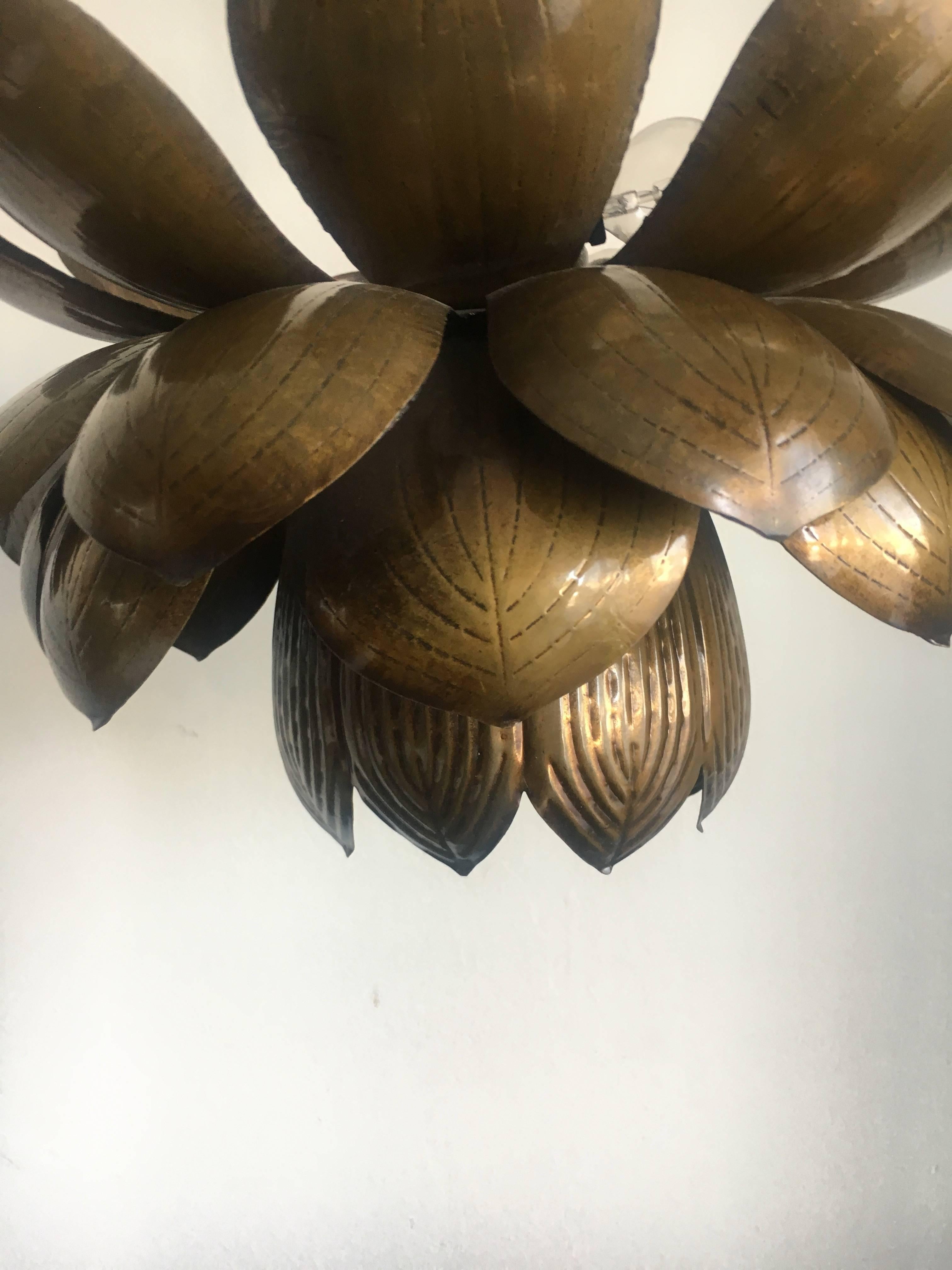 Mid-Century Modern Brass Lotus Feldman Lamp