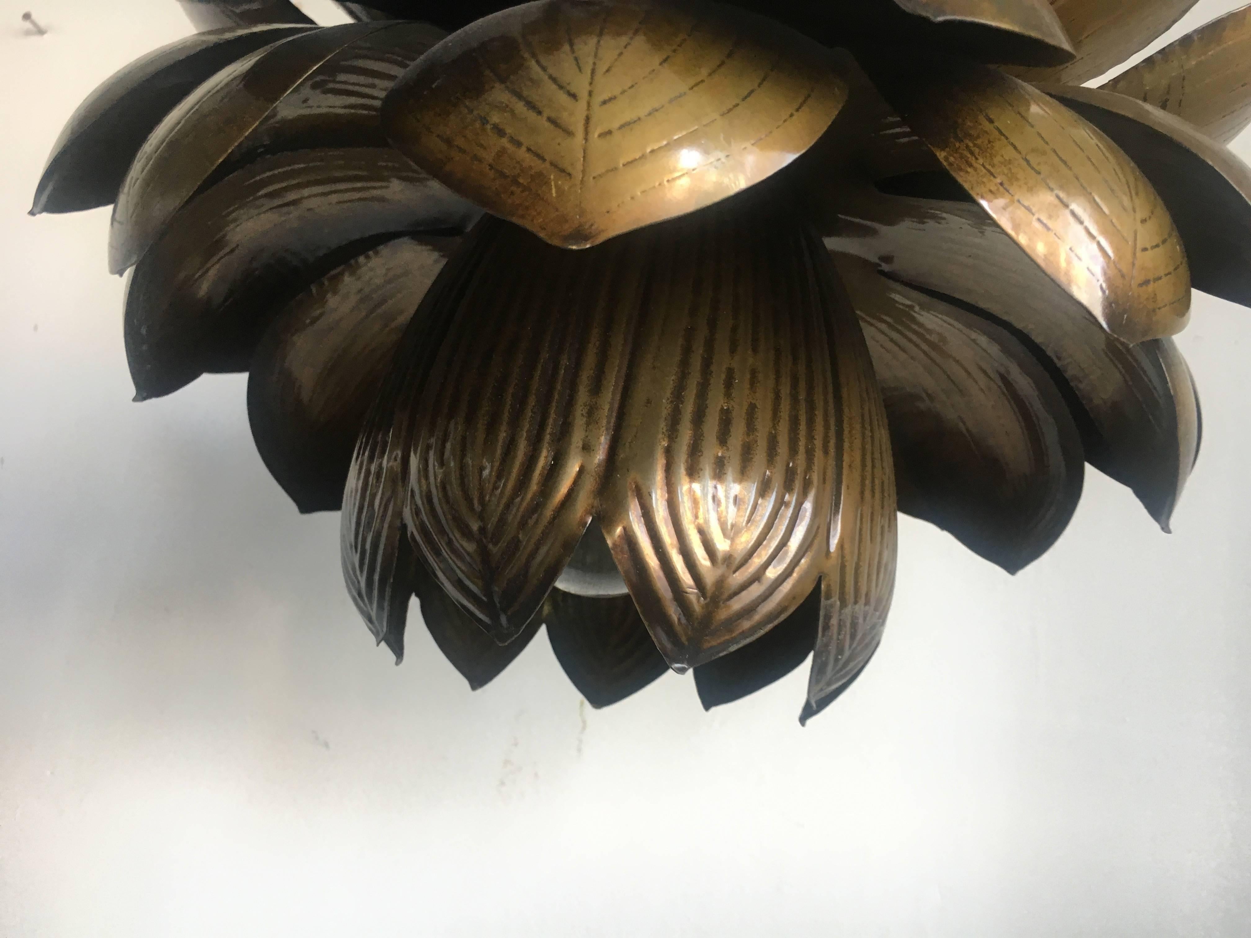 Brass Lotus Feldman Lamp In Excellent Condition In Los Angeles, CA