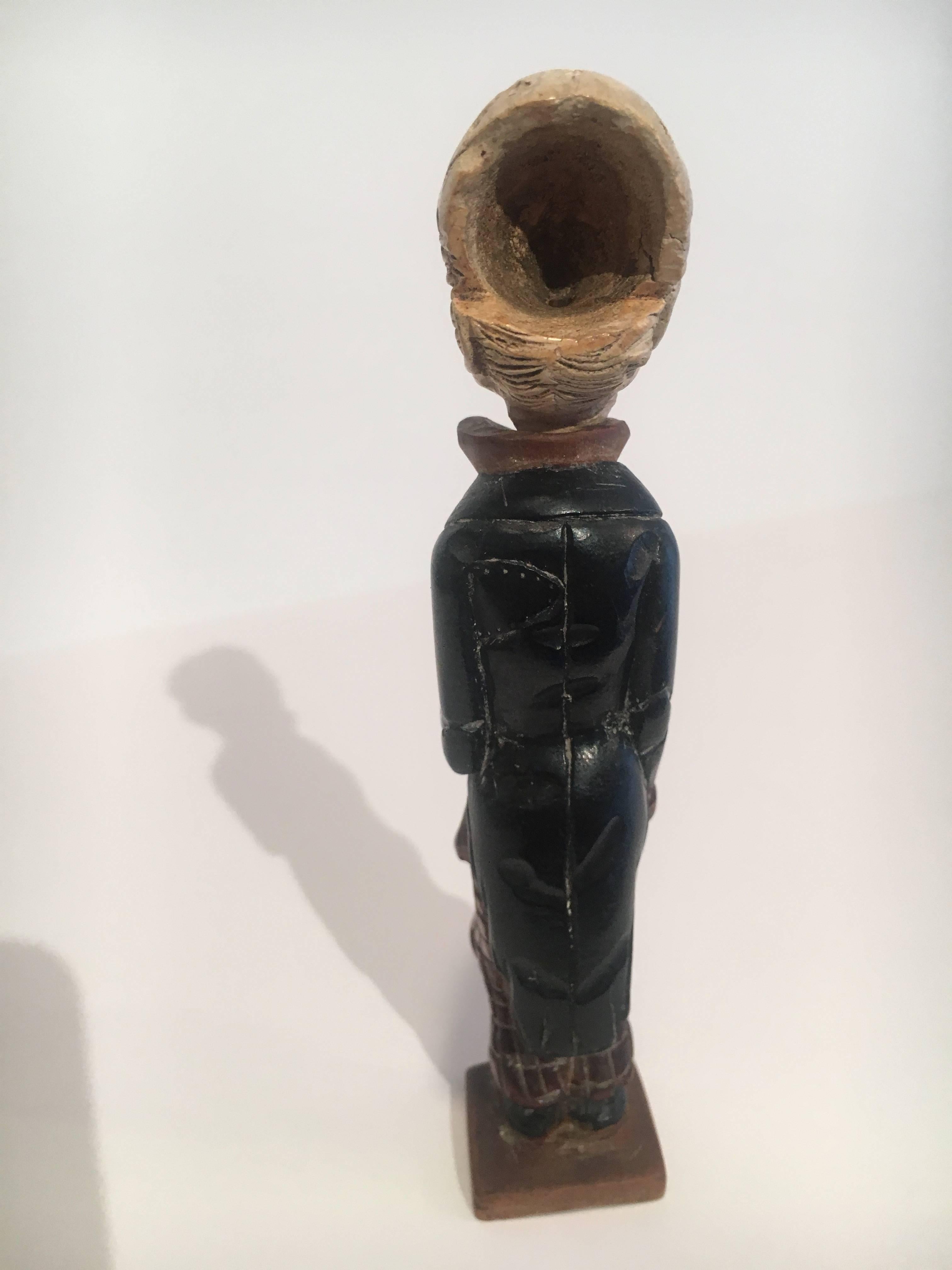 Sculpté Figure masculine en écume de mer sculptée à la main en forme de tête de pipe en vente