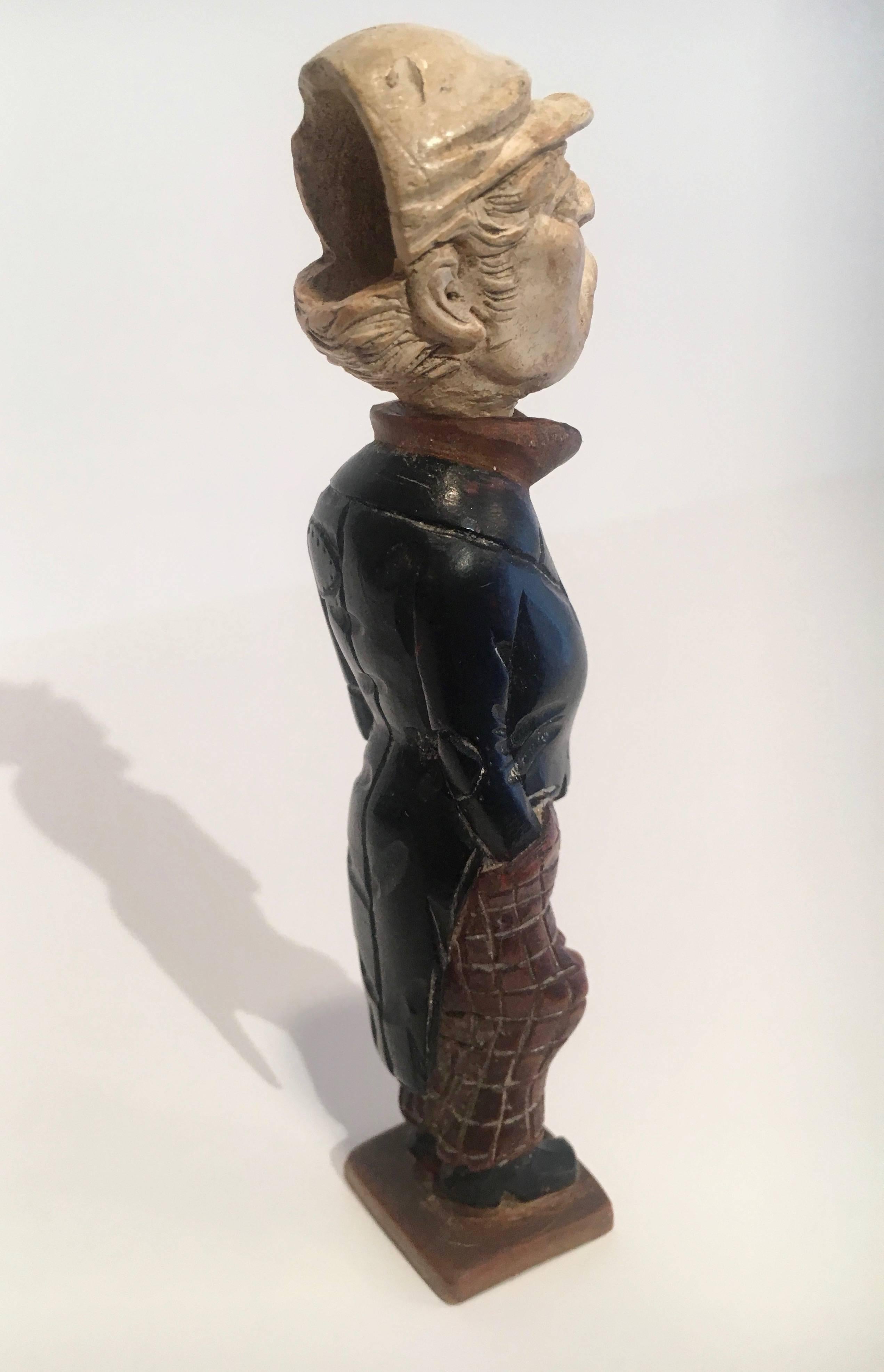 Anglais Figure masculine en écume de mer sculptée à la main en forme de tête de pipe en vente