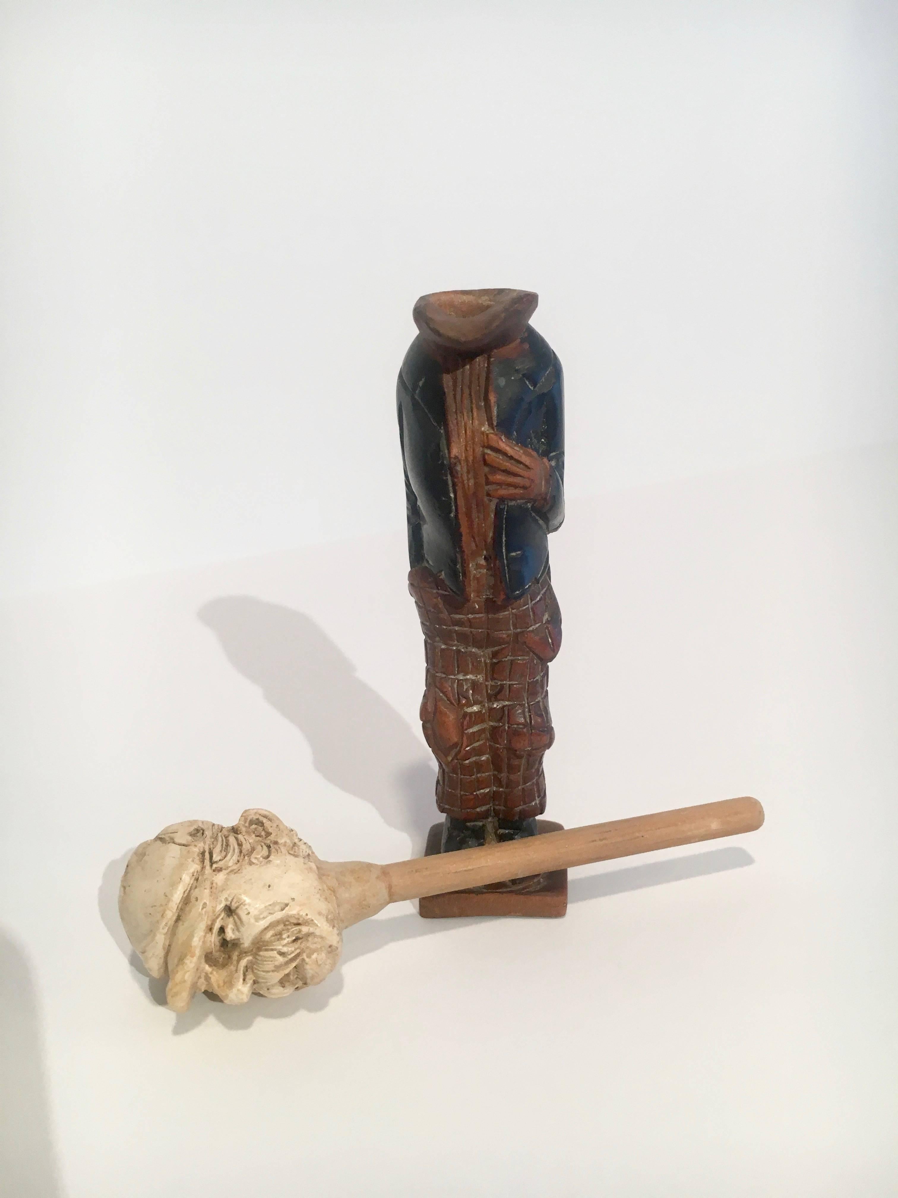 English Meerschaum Hand-Carved Pipe-Head Male Figure For Sale