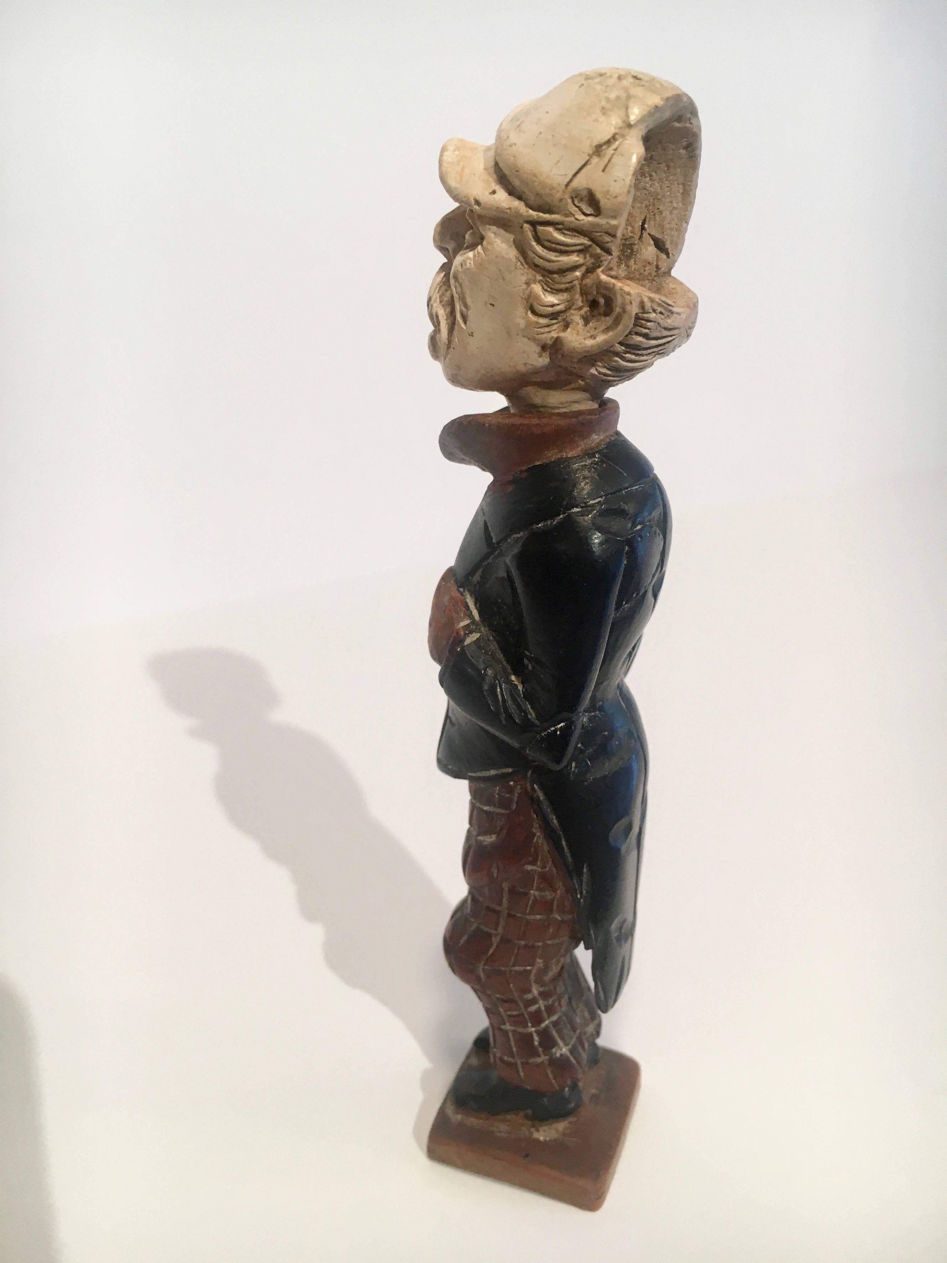 Folk Art Meerschaum Hand-Carved Pipe-Head Male Figure For Sale