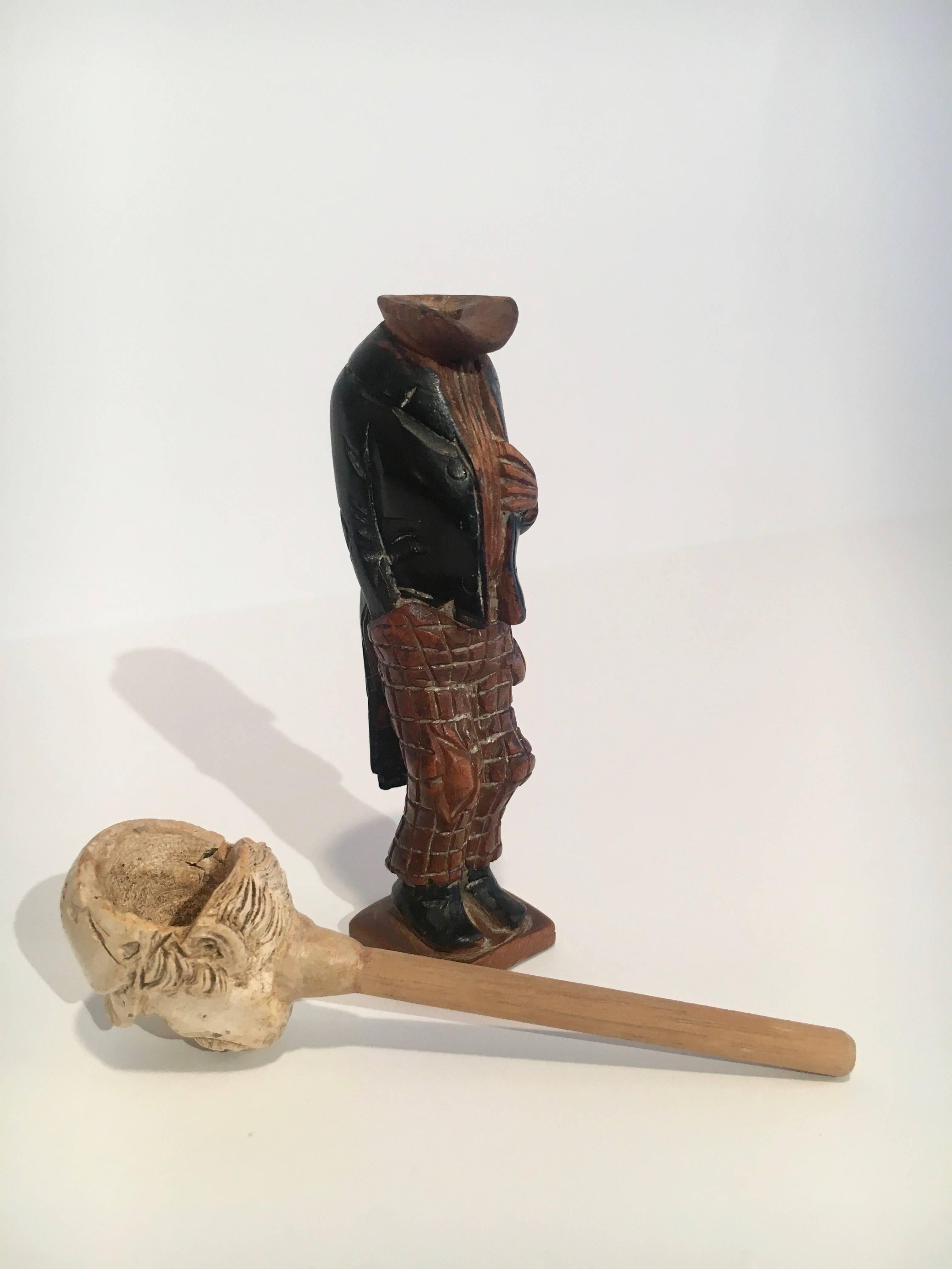 20th Century Meerschaum Hand-Carved Pipe-Head Male Figure For Sale