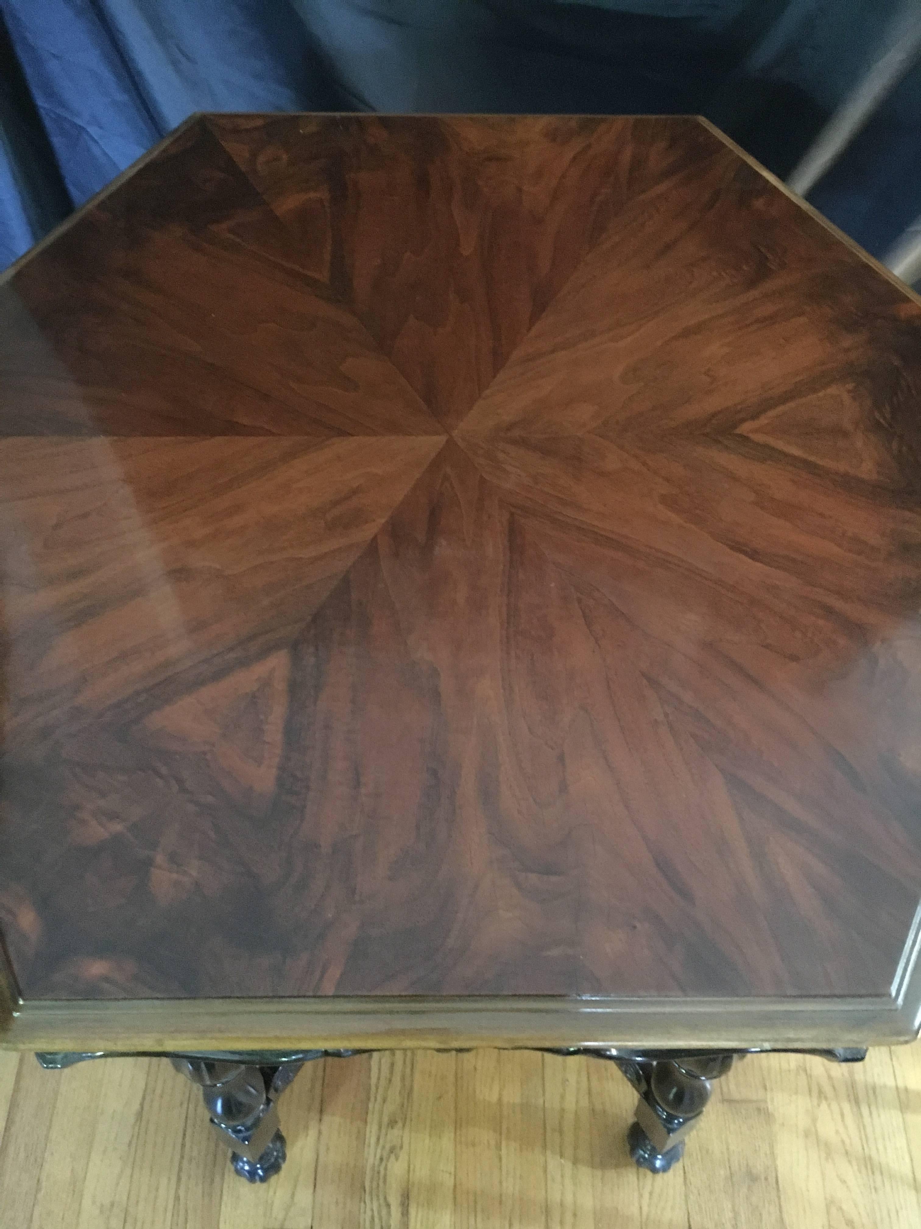 Hand-Crafted 1930 Walnut Center Table For Sale