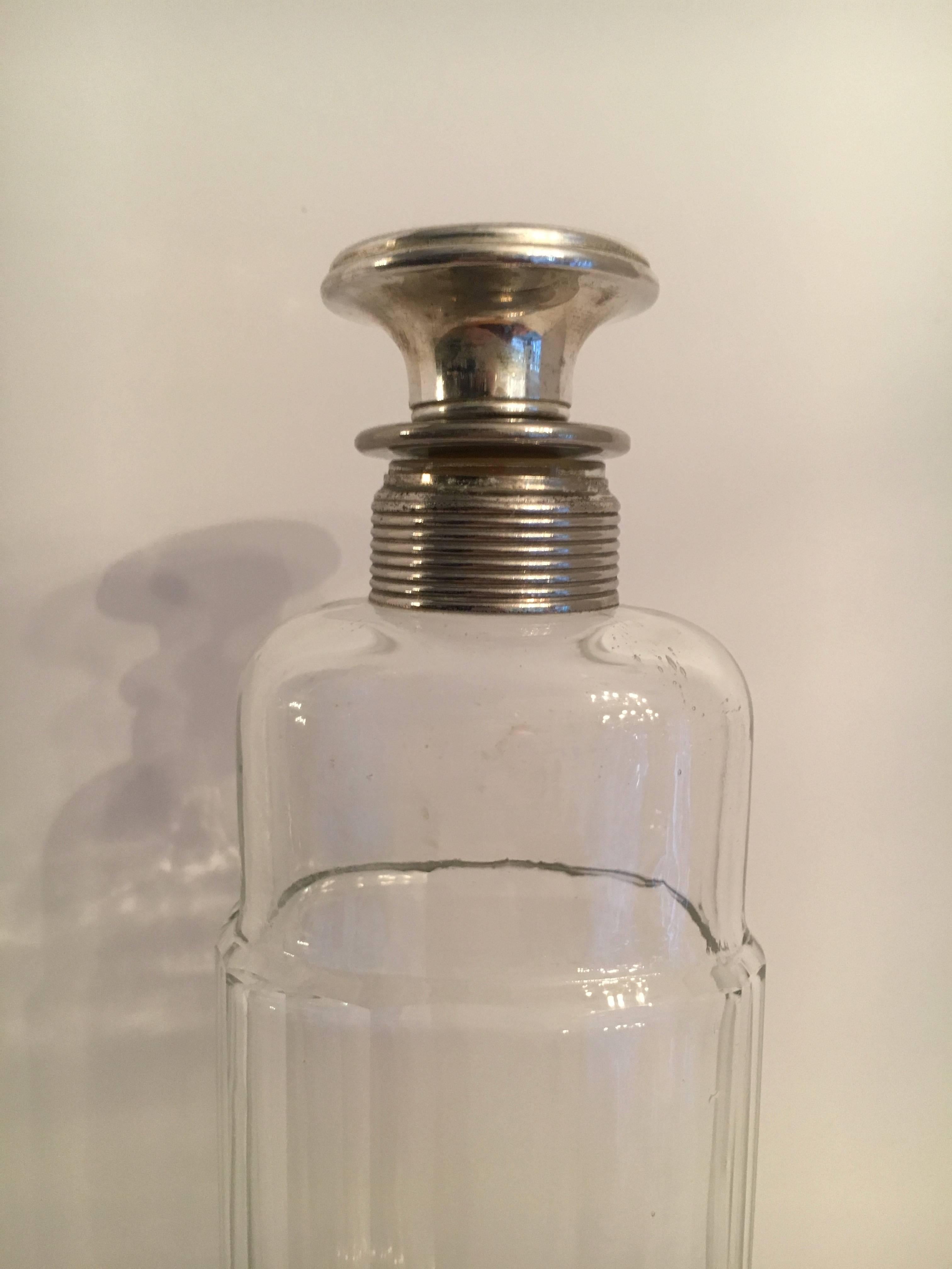 German Sterling and Glass Water Bottle Decanter 