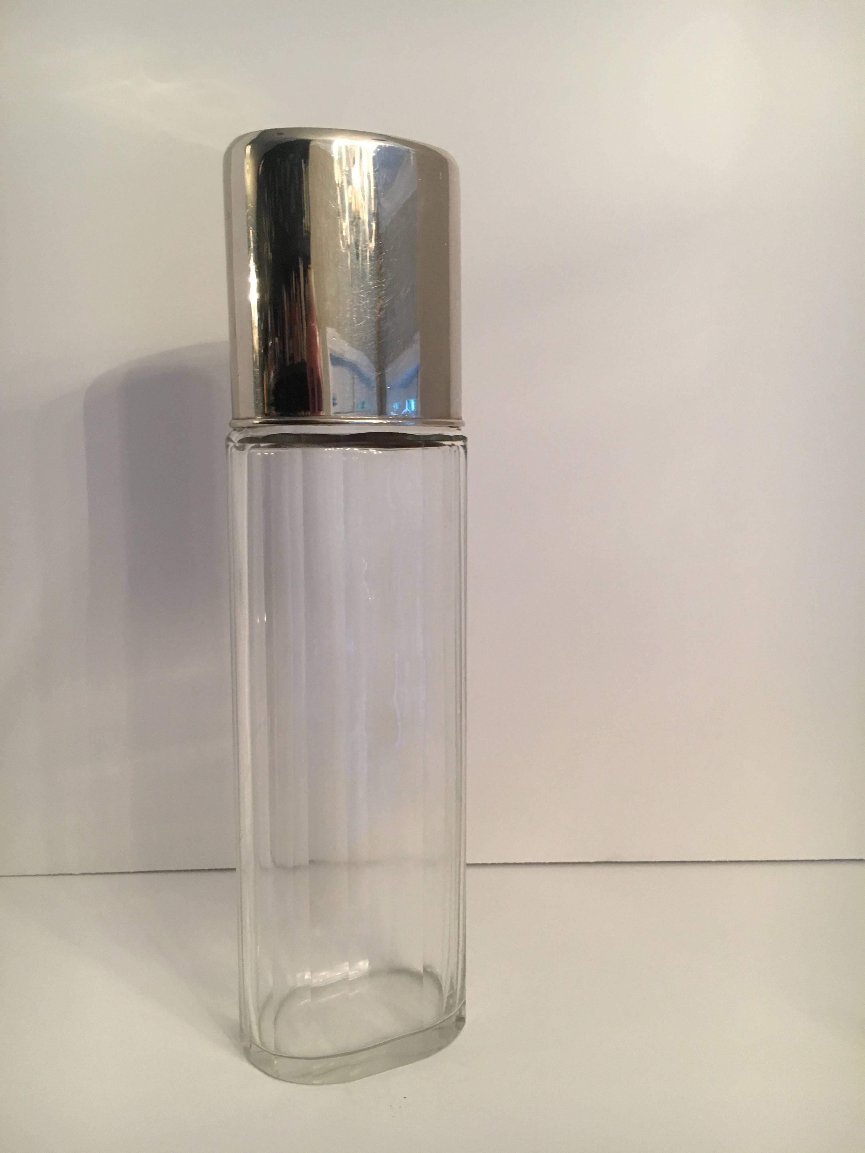 20th Century Sterling and Glass Water Bottle Decanter 