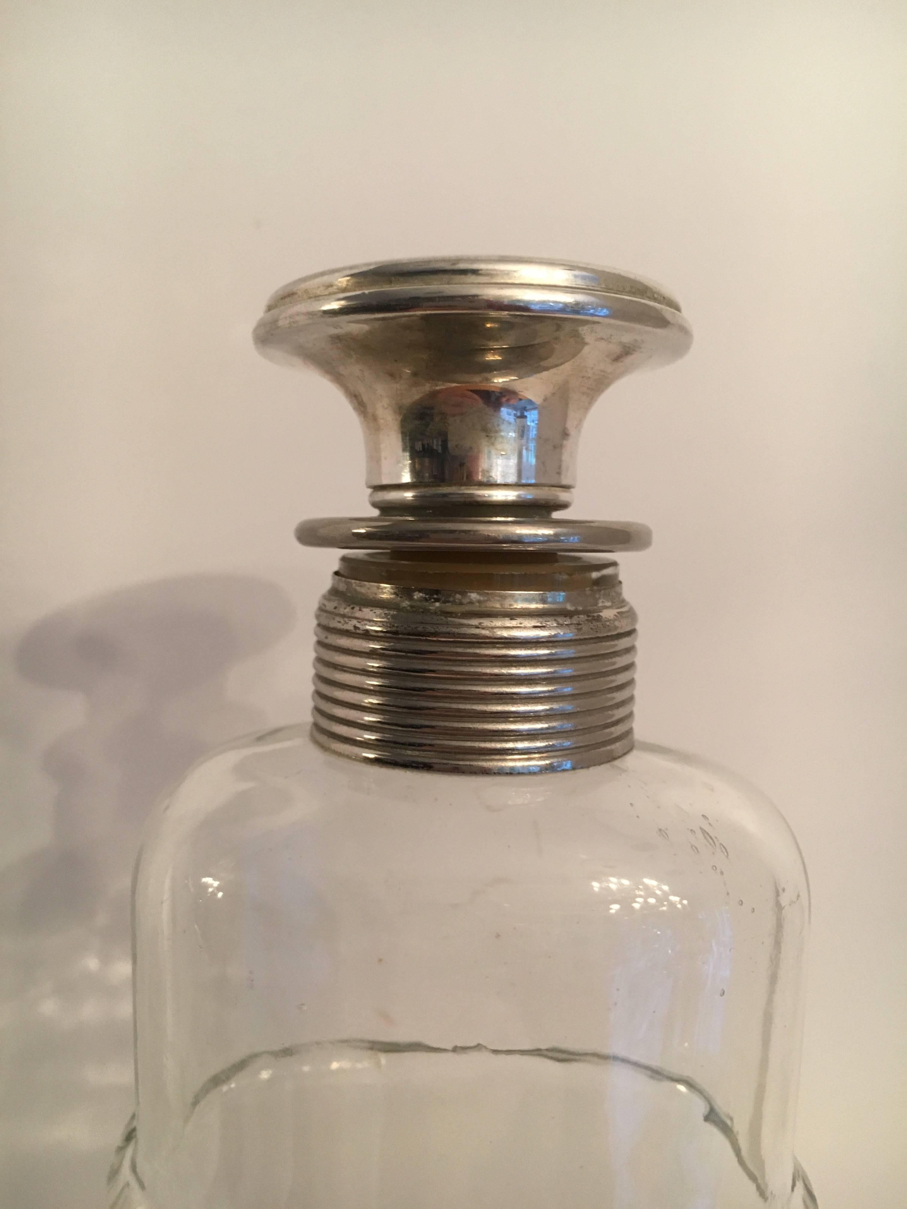 Sterling and Glass Water Bottle Decanter  In Excellent Condition In Los Angeles, CA