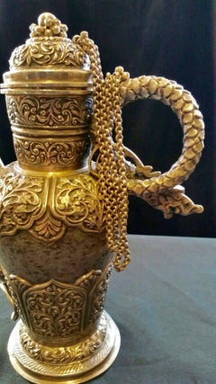 Tibetan Repousse Silver Dragon Teapot