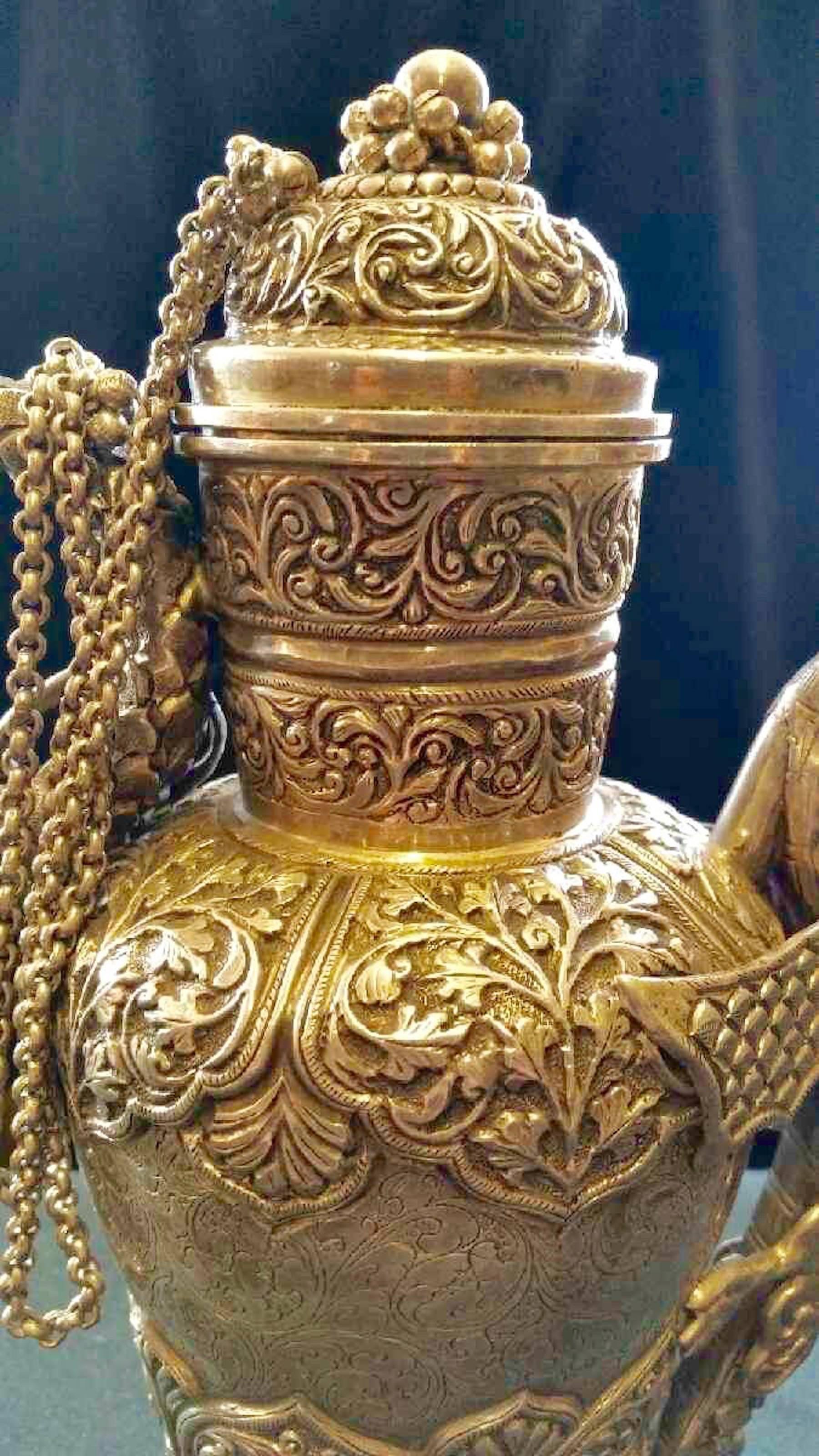 Tibetan Repousse Silver Dragon Teapot 2