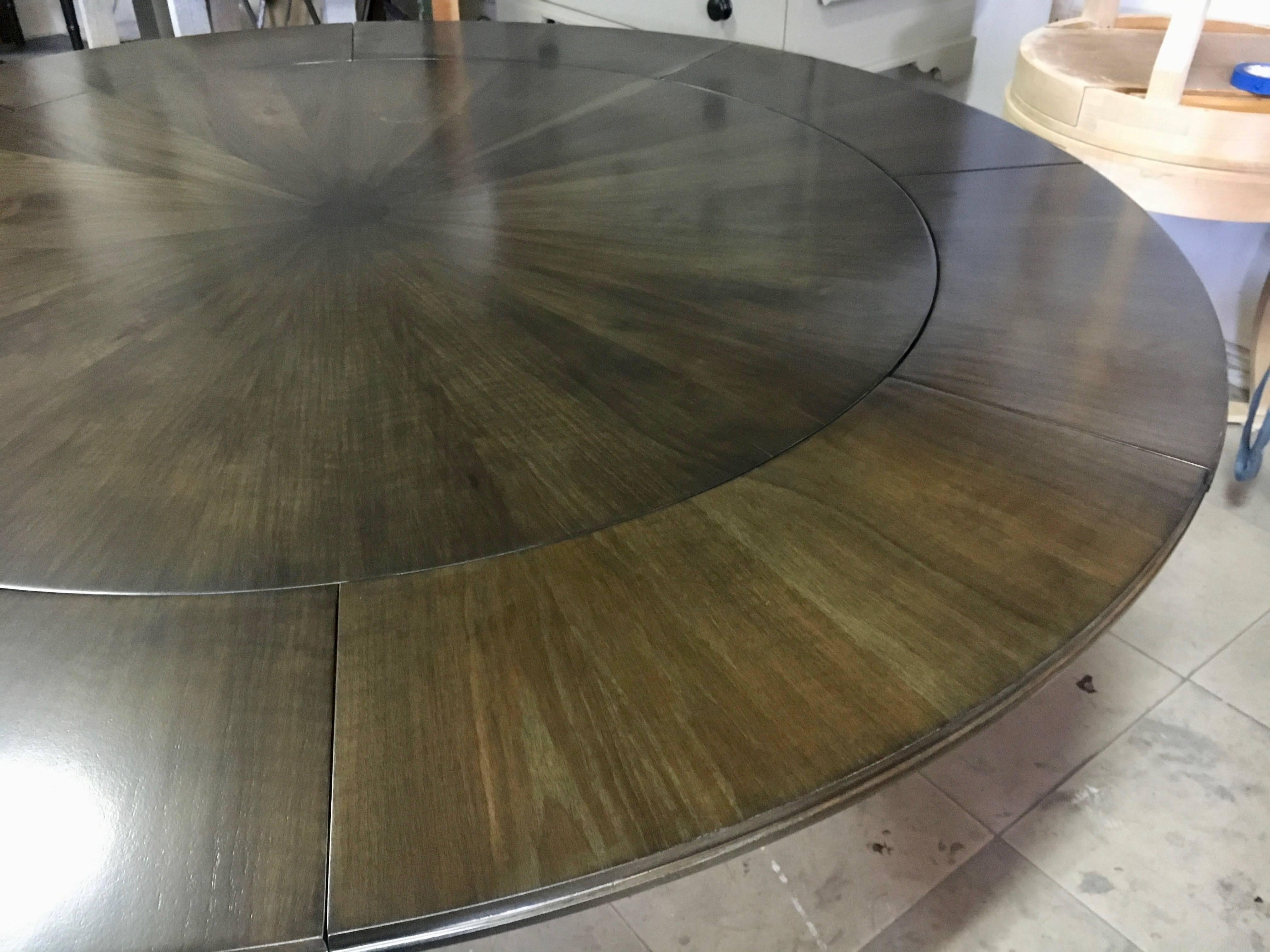 20th Century Round Midcentury Expanding Perimeter Walnut Dining Table