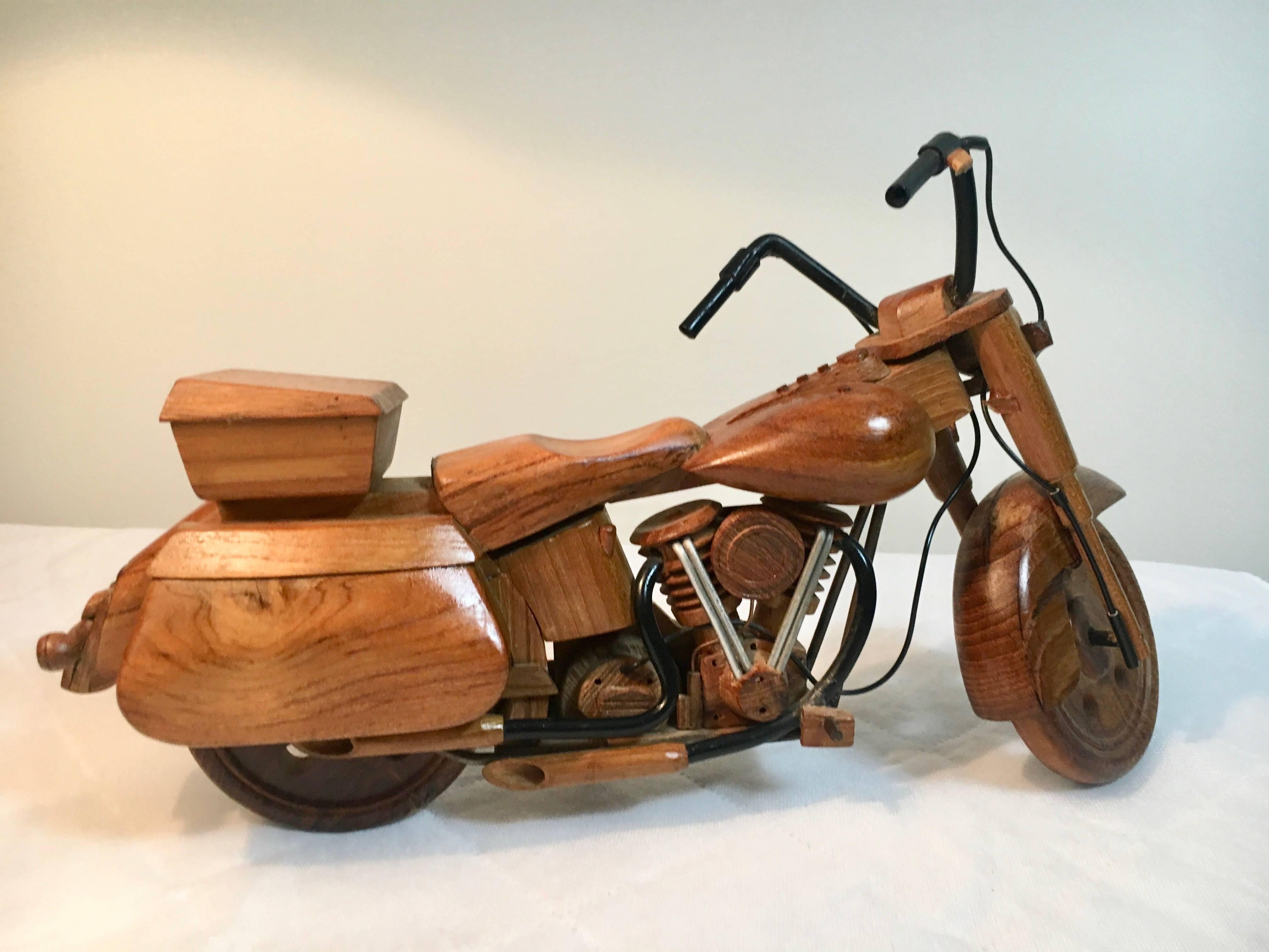 Streamlined Moderne Wooden Model Motorcycle