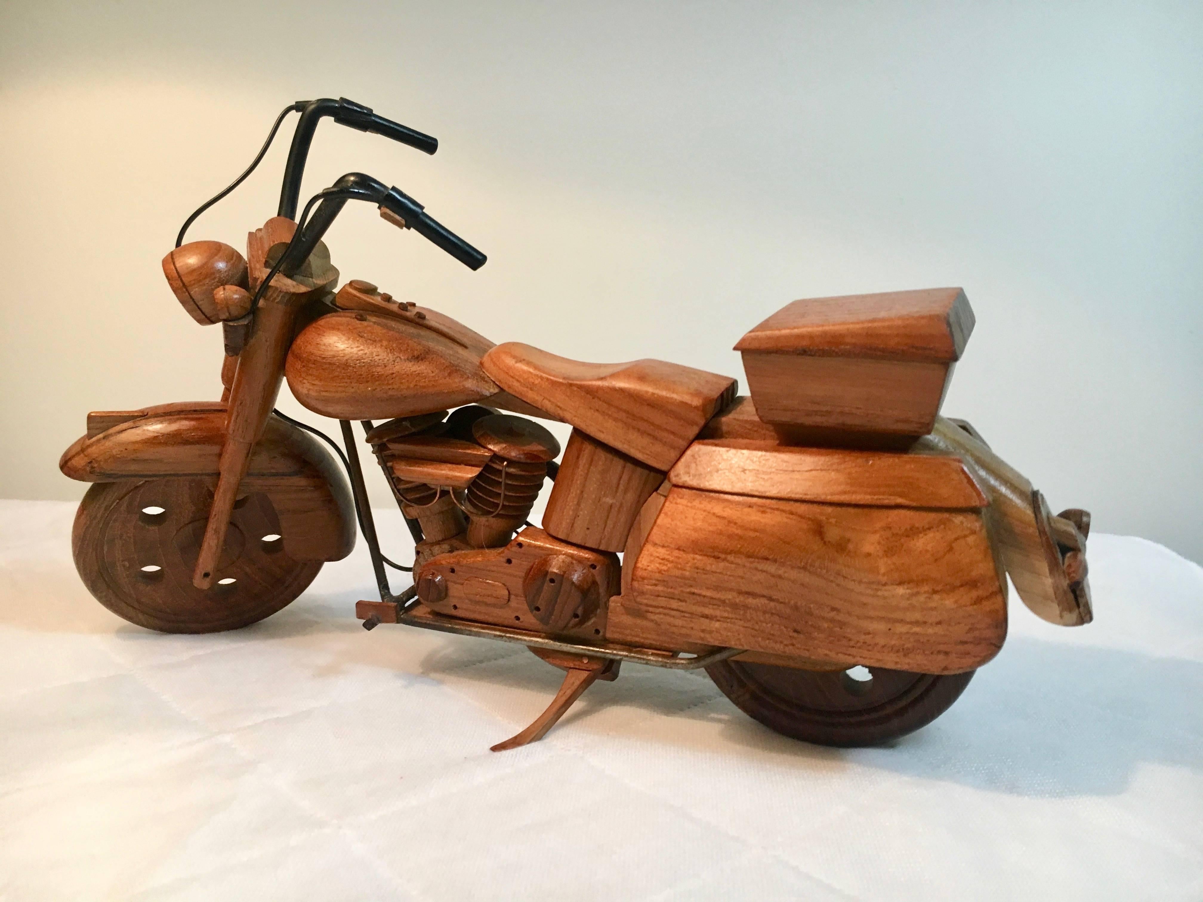 20th Century Wooden Model Motorcycle