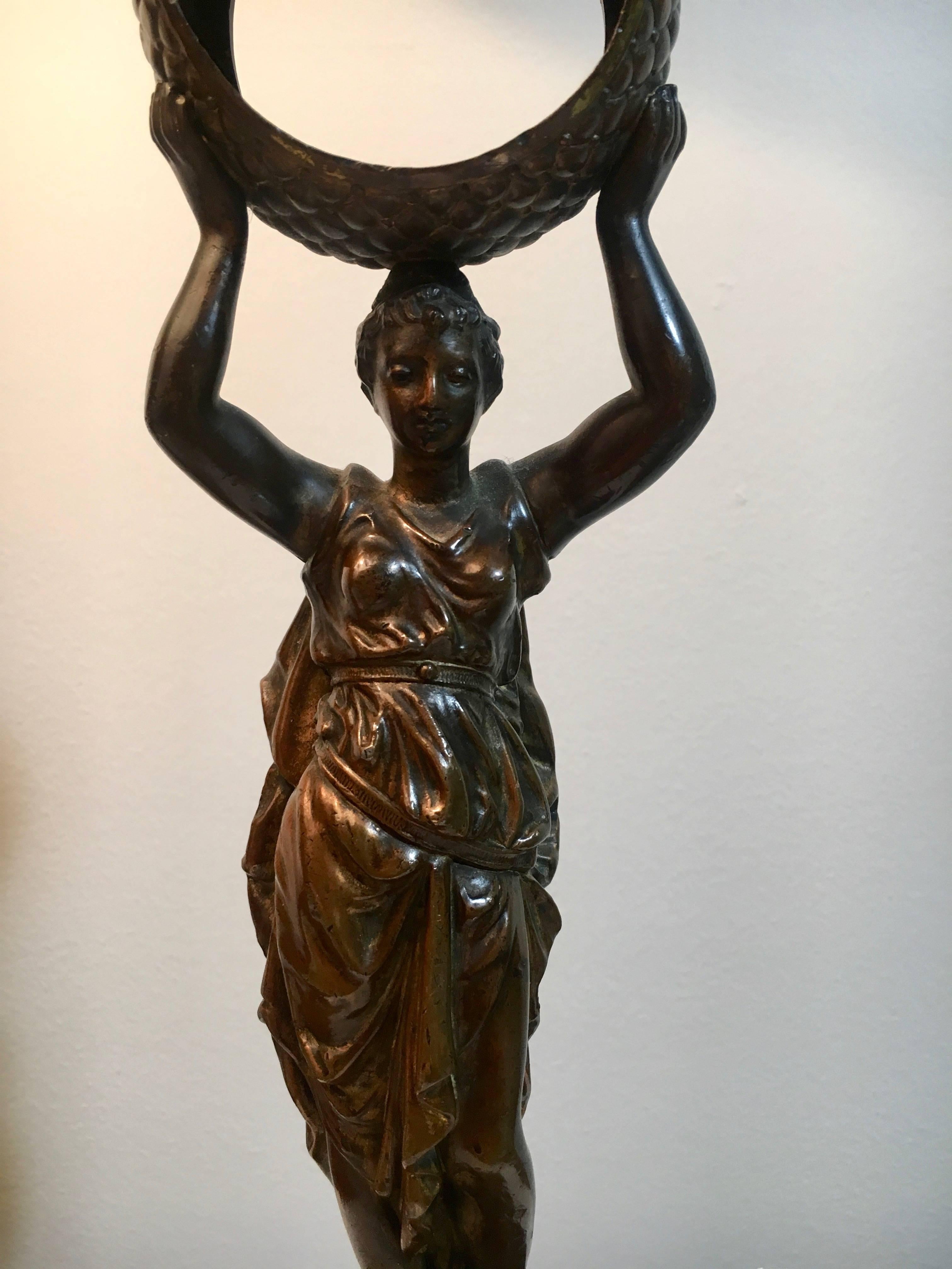 Bronze Female Figure Watch Holder In Excellent Condition In Los Angeles, CA