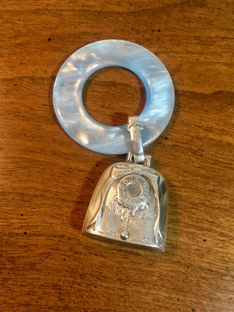 Baby Teething Ring with Engravable Sterling Silver Bell at 1stDibs