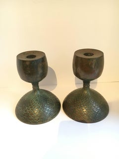 Pair of Bronze European Candle Sticks