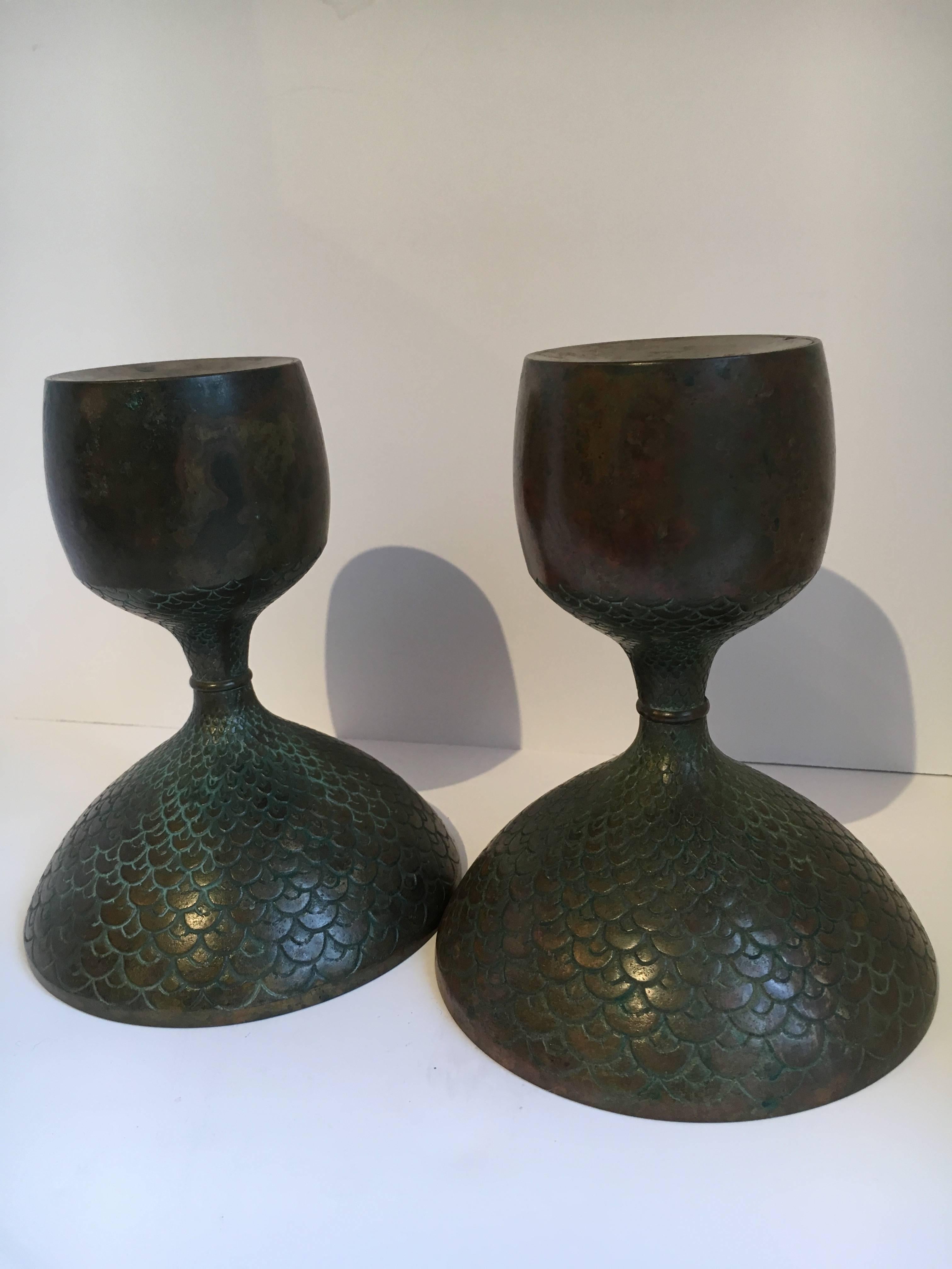 Pair of Bronze European Candle Sticks 3