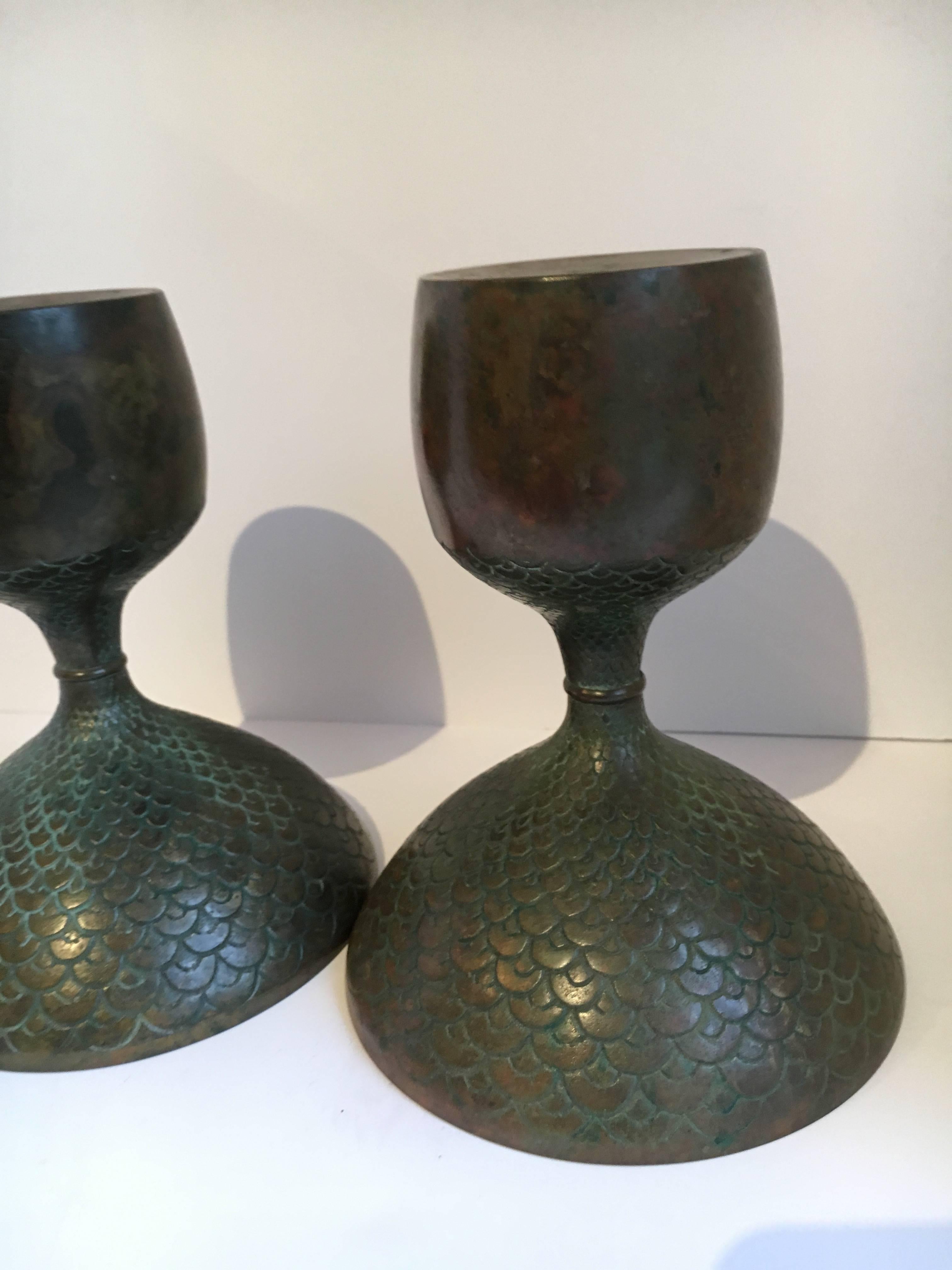 Pair of Bronze European Candle Sticks 2