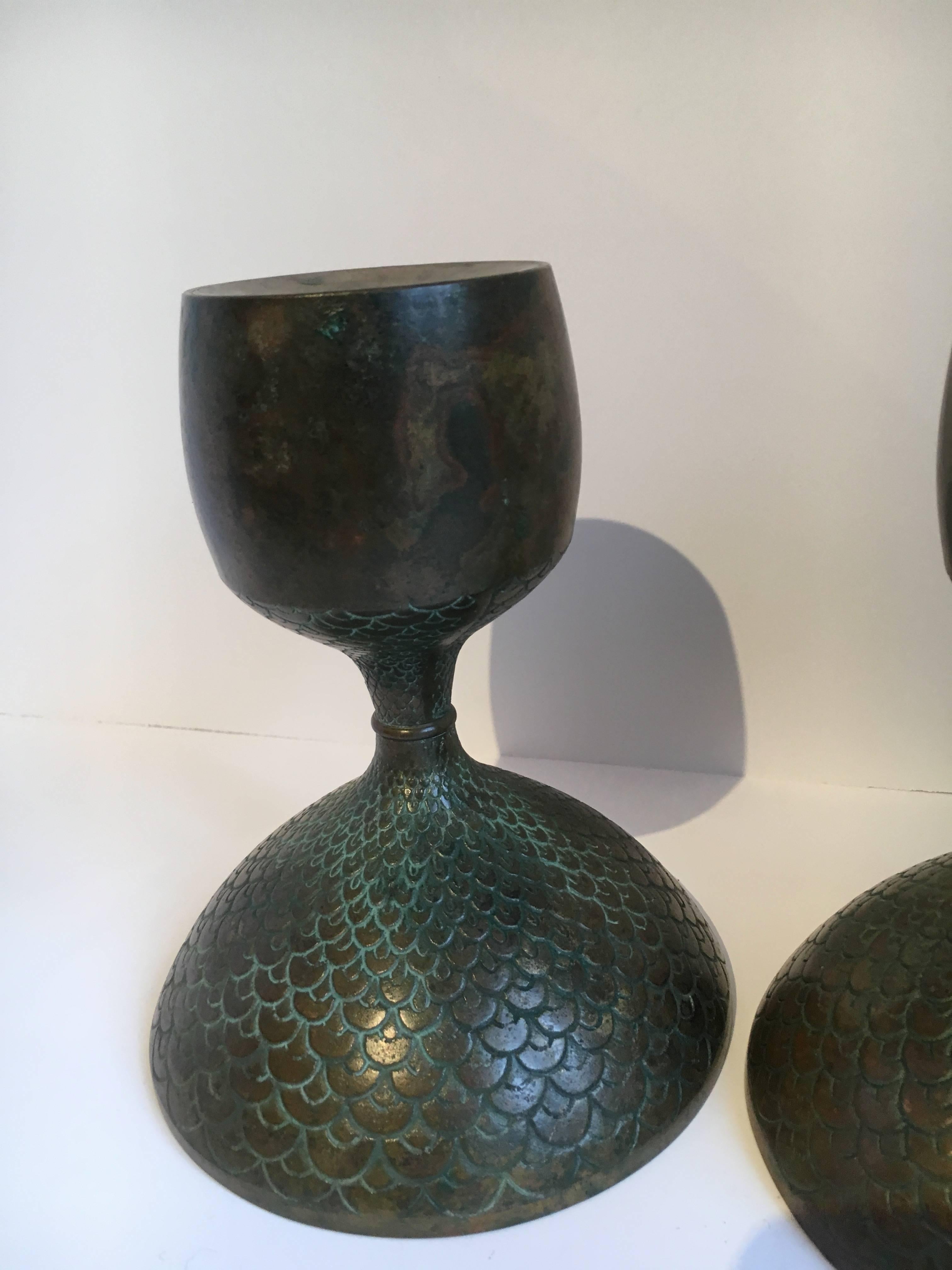 Pair of Bronze European Candle Sticks In Excellent Condition In Los Angeles, CA