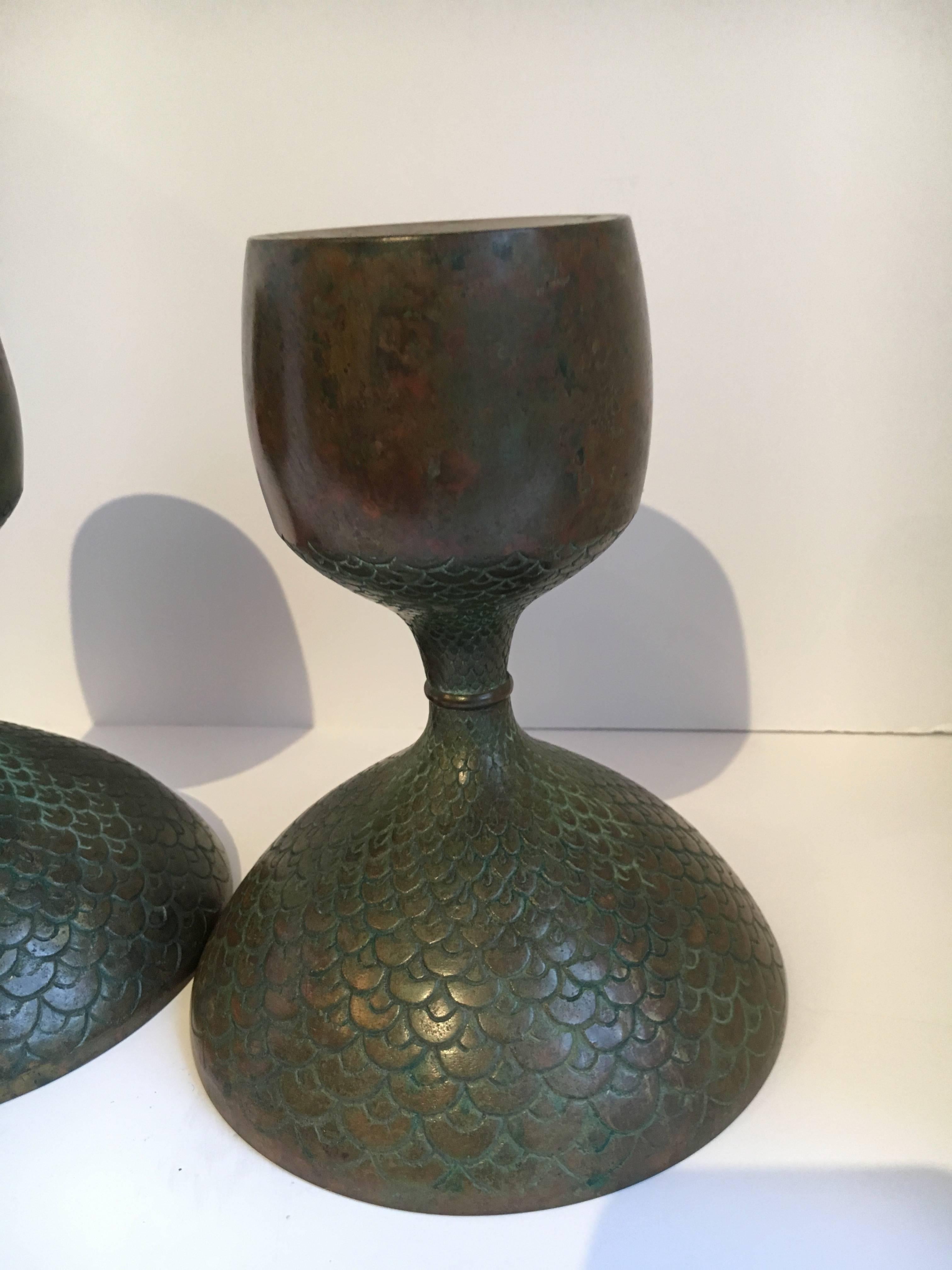 Pair of Bronze European Candle Sticks 1