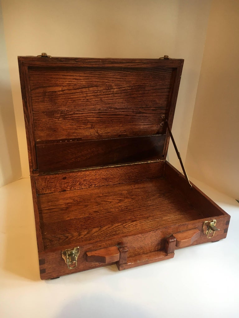 Wooden Folkart Attache Briefcase Art Case at 1stDibs